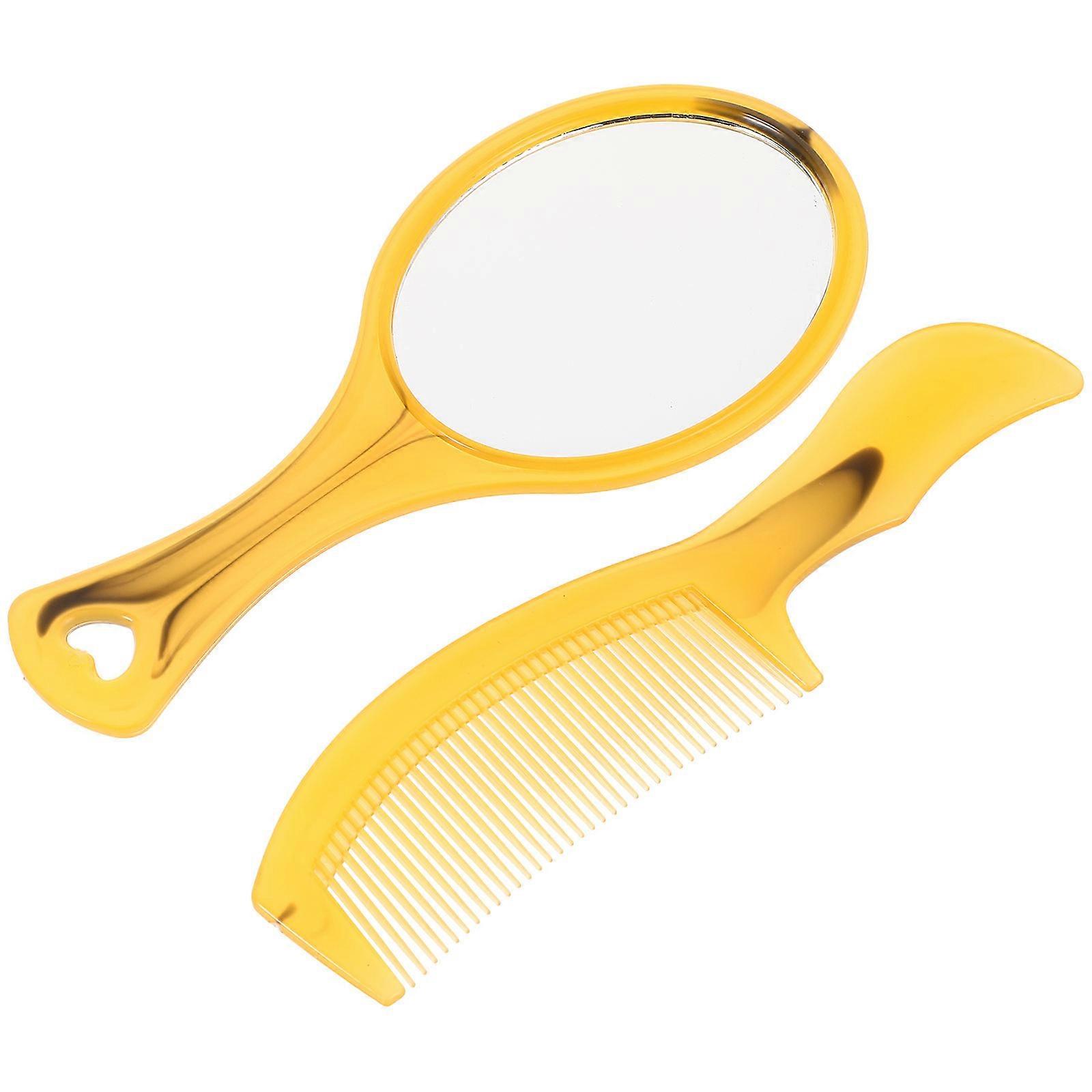 Here's a polished and professional product description based on your input:
**2pcs Handheld Mirror and Comb Set – Compact & Stylish Grooming