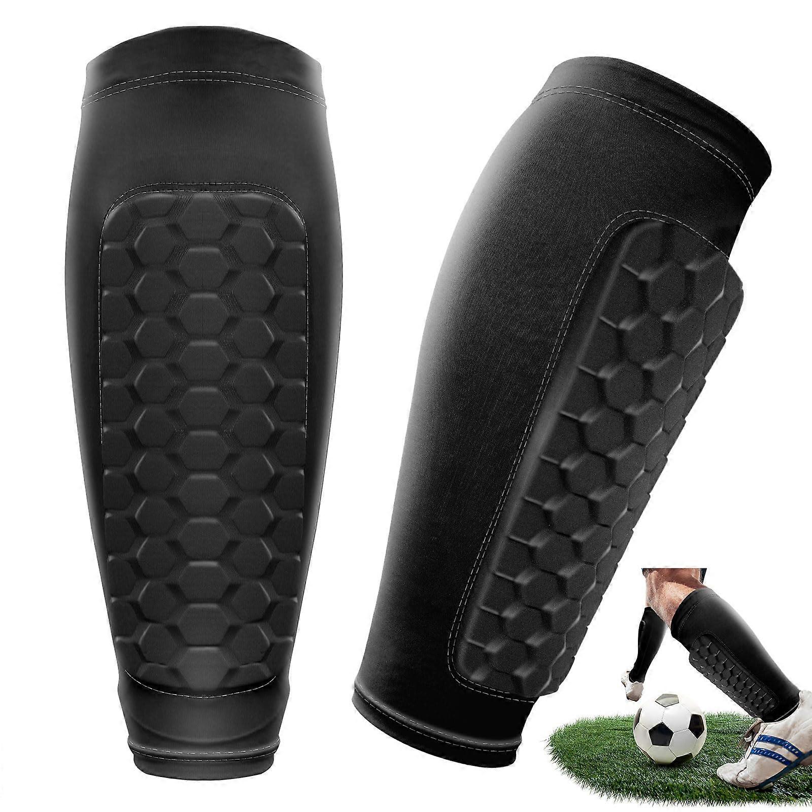 Children's Football Shin Pads - Breathable Non-Slip Black Shin Guards for Adolescent Players - Size S, 72 g/Pair