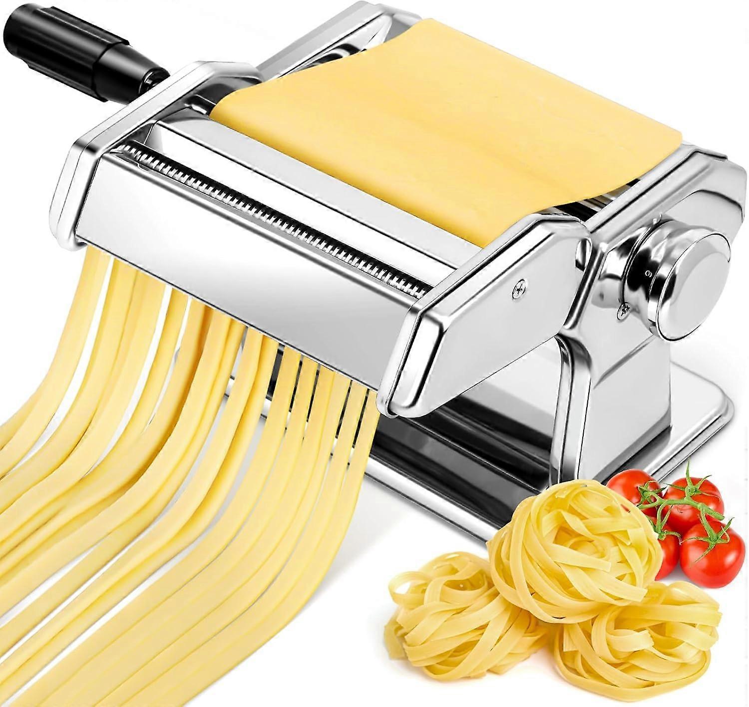 Máquina de macarrão fresco com manivela Fett para espaguete 7 espessuras ajustáveis Máquina de macarrão manual Fabricante de macarrão de aço inoxidável com rolo e cortador