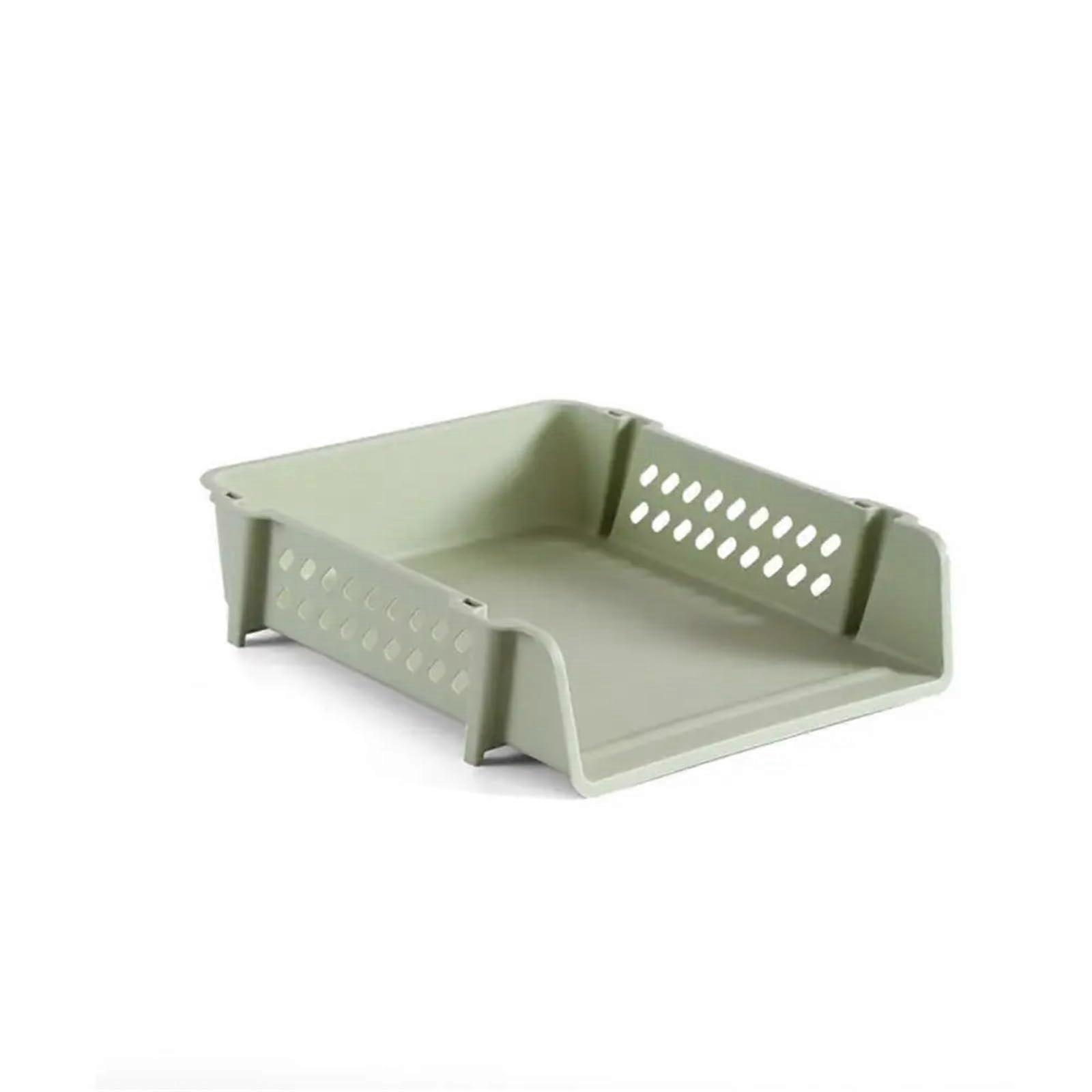 File Tray Simple Desktop Organizer, Stackable Document Holder, Paper Tray, File Organizer, A4 File Tray, Multifunctional (Green, Medium) M Green