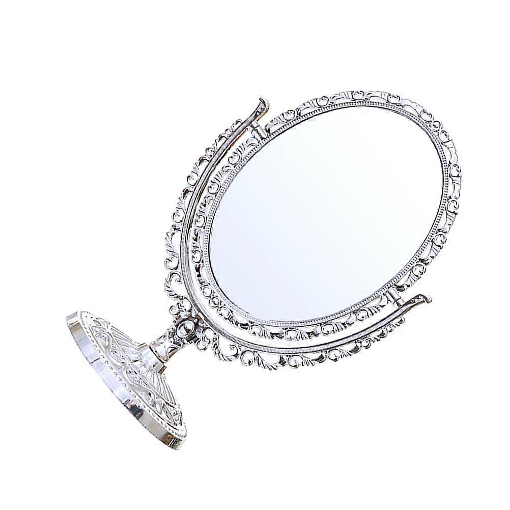 Tabletop Makeup Mirror High Definition Reflection Non Slip Bottom Plastic Oval Shape Ladies 1Pack