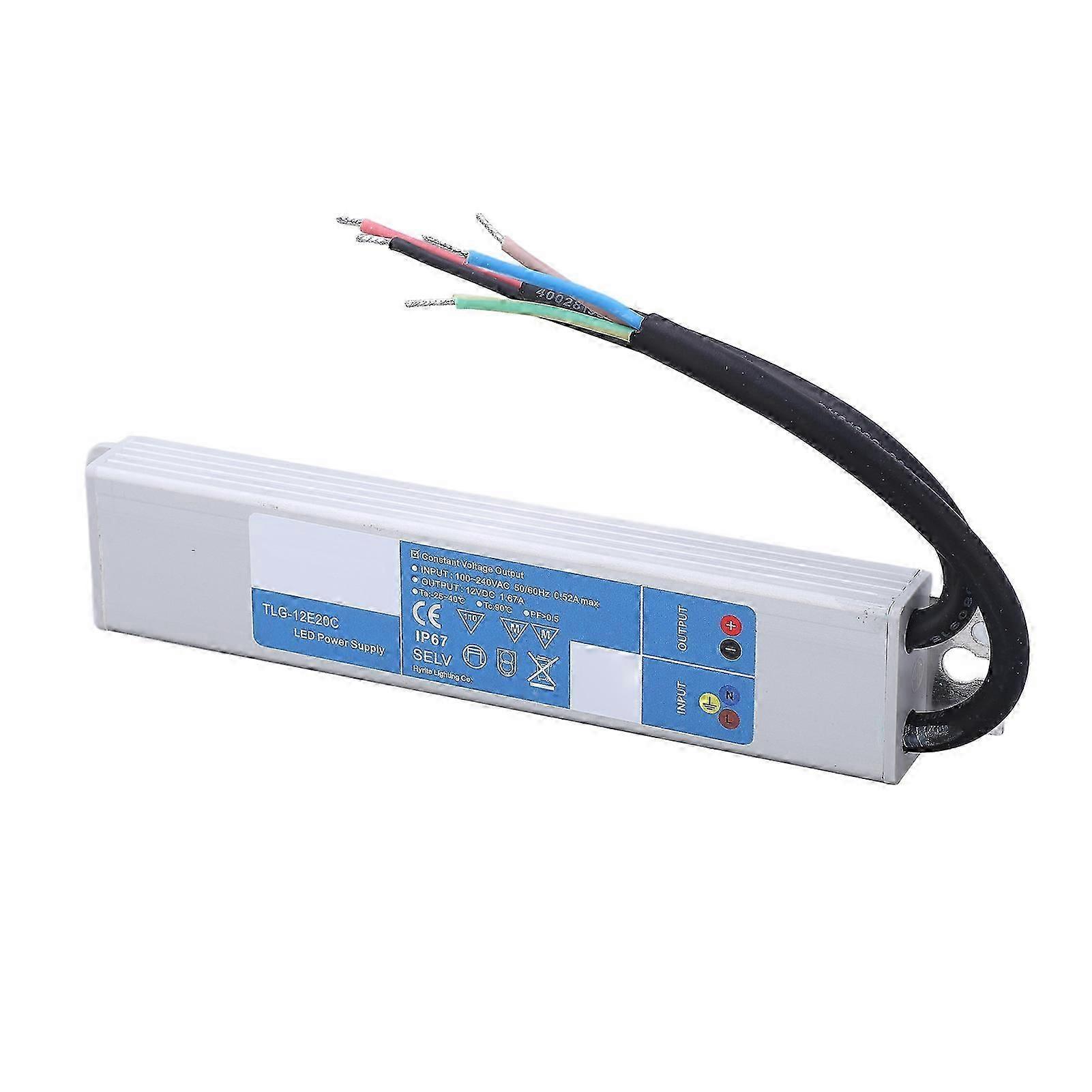 LED Driver IP67 Waterproof LED Power Supply Transformer Adapter for LED Light Outside Input 100240VAC DC12V 20W