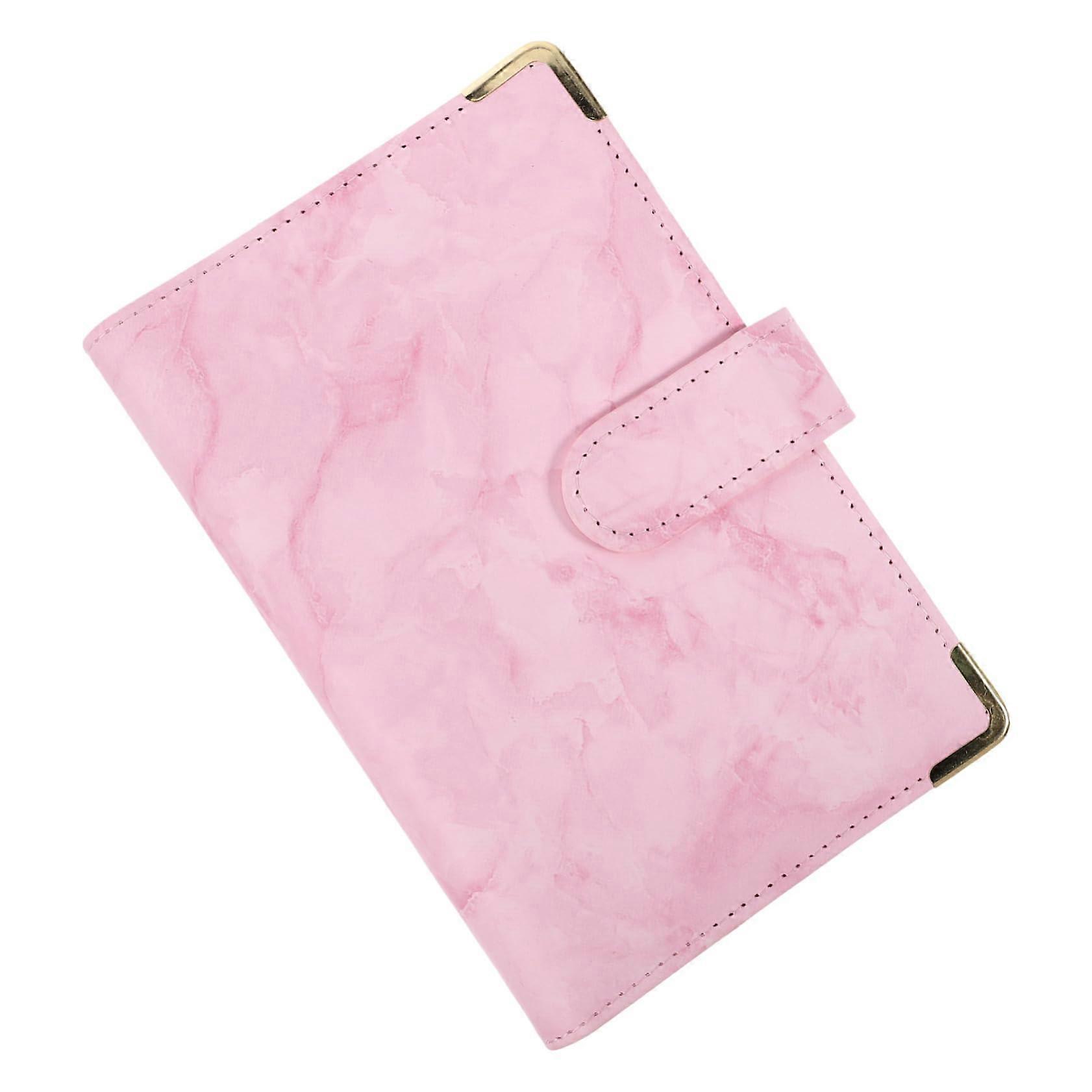 Case For Loose Leaf Notes Journal Filler Folder A6 Pink PU Zinc Alloy Notebook Cover