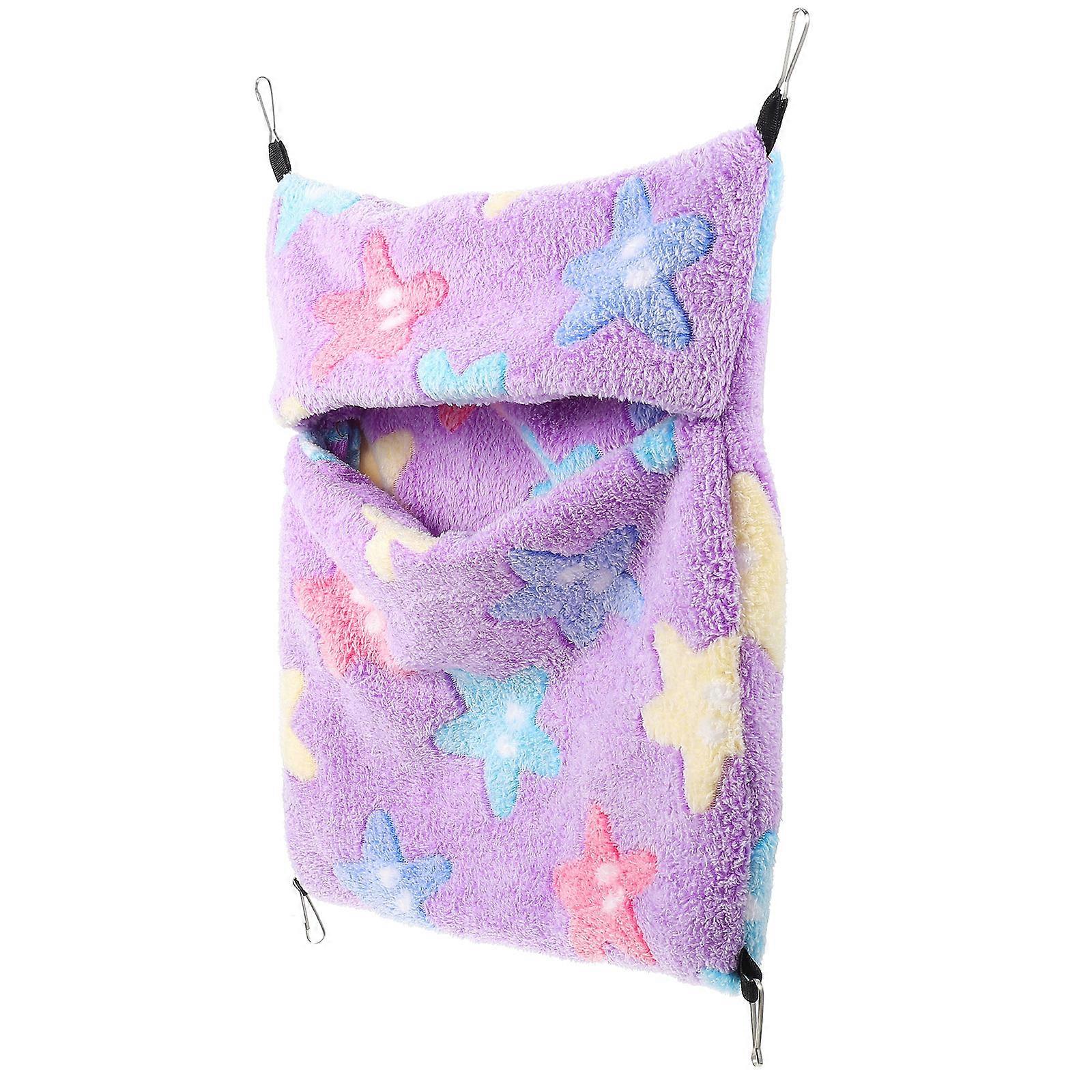 Pet Hammock Hanging Basket Hamster Hanging Nest Purple Color Breathable Design Suitable for Cage Use 1Set
