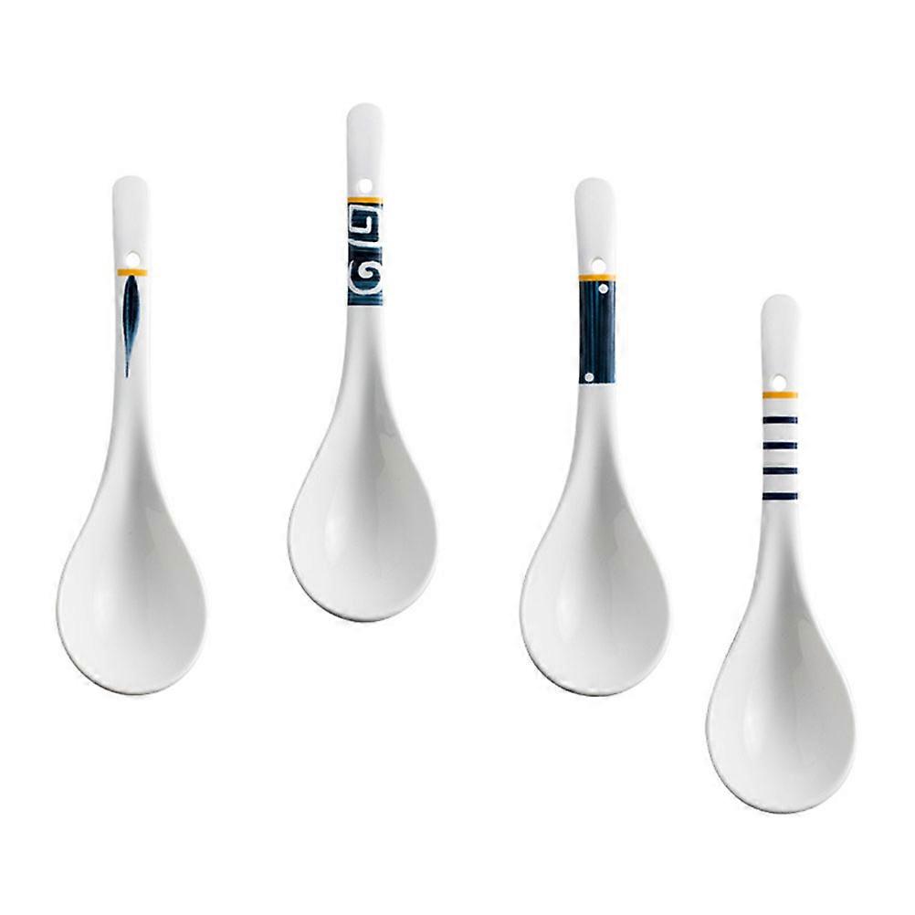 Serving Spoon Ceramic Soup Spoons Porridge Scoops Useful Kitchen Supplies Restaurant Use 4Pcs