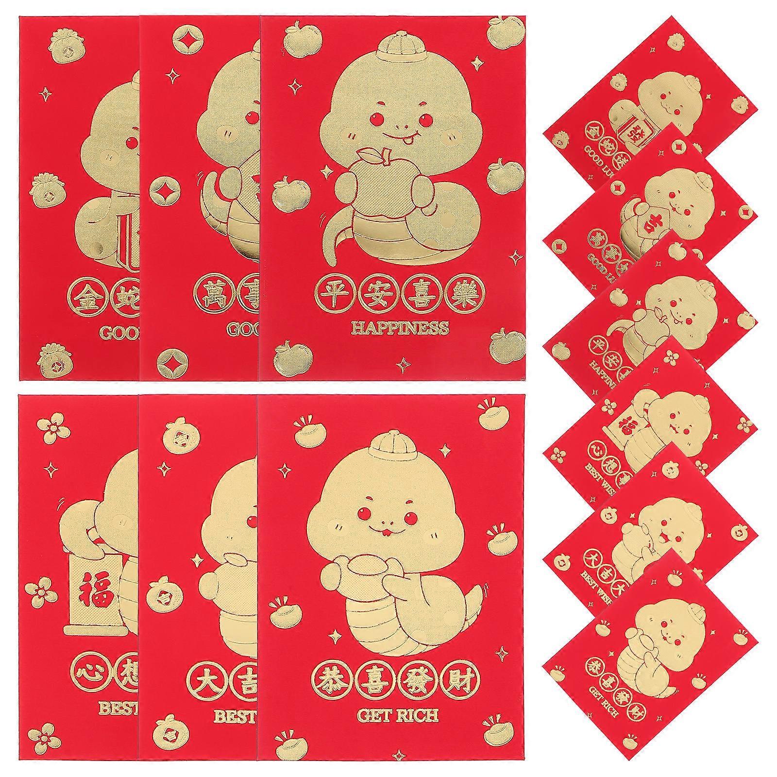 Lunar New Year Red Envelopes Decorative Rectangular Shape Paper Material For Chinese New Year Year of the Snake 2025 48Pcs