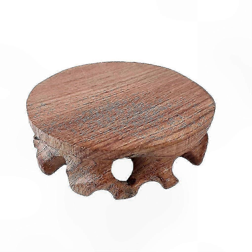 Round Wooden Figurine Stand with Clear Texture and Stable Base for Crafts Display
