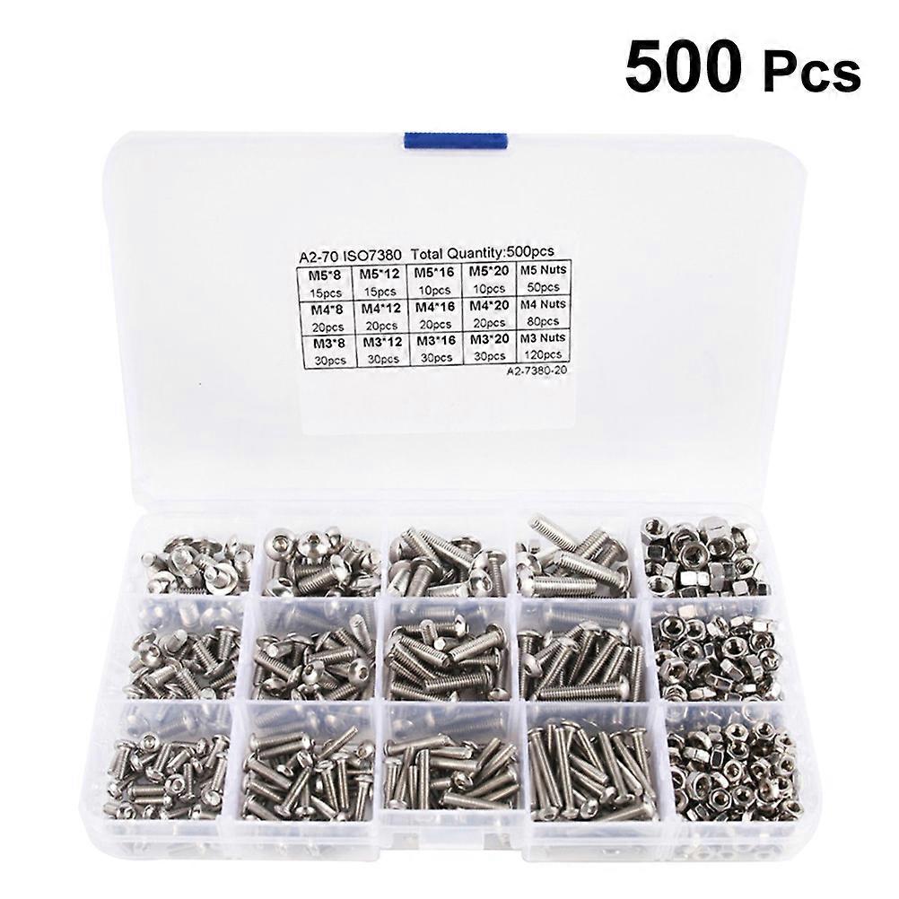 Hardware Assortment Kit Machine Screws Assortment M5 Various Surfaces Assembly Use 500Pcs/Set