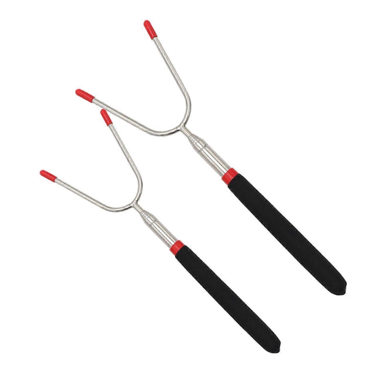 Telescopic Barbecue Forks Pack Of 2, Adjustable Meat Roasting Forks For Grilling, Large Hot Dog And Smores Skewers
