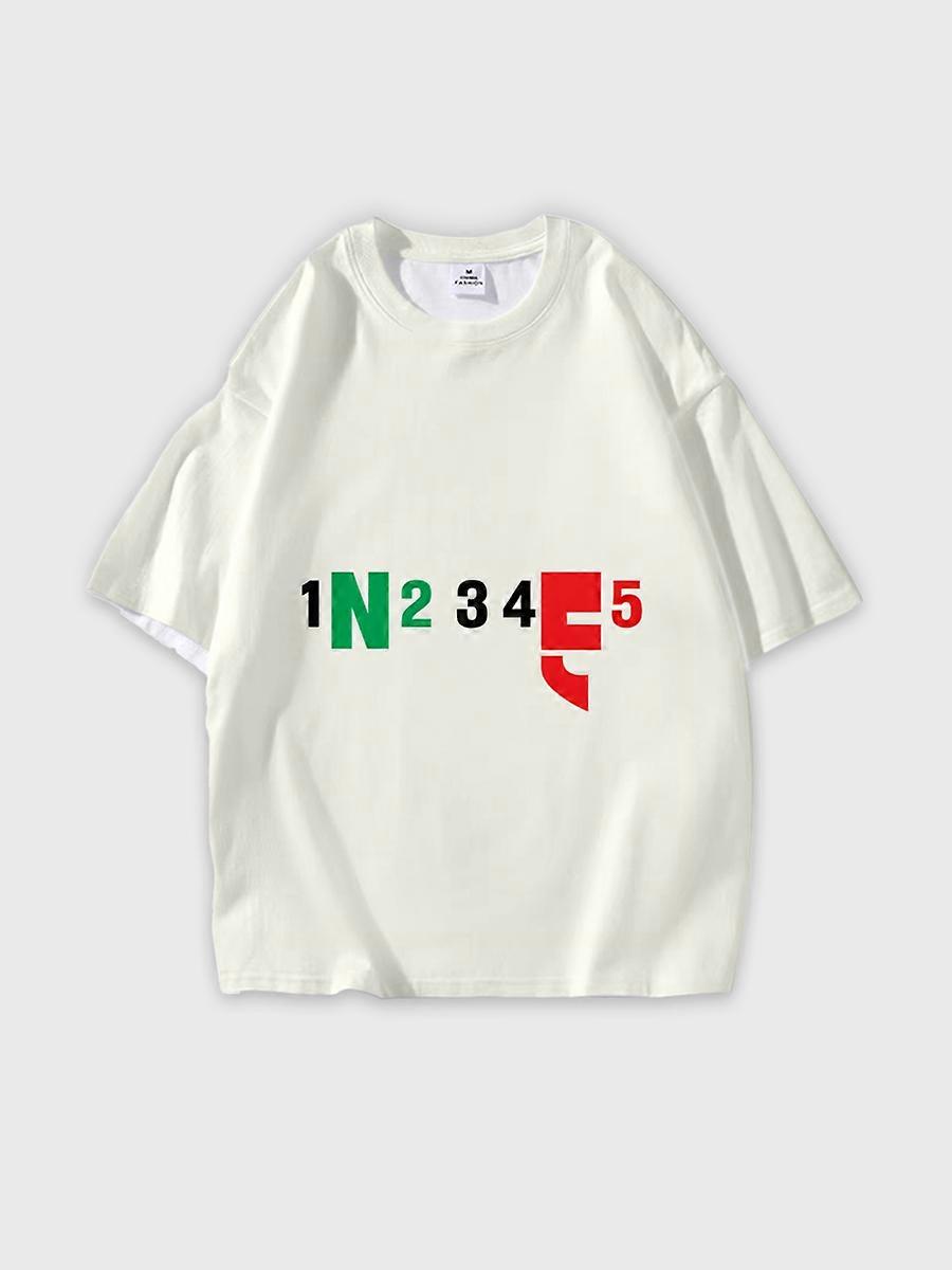 T-shirt round neck Pattern loose short sleeve B695