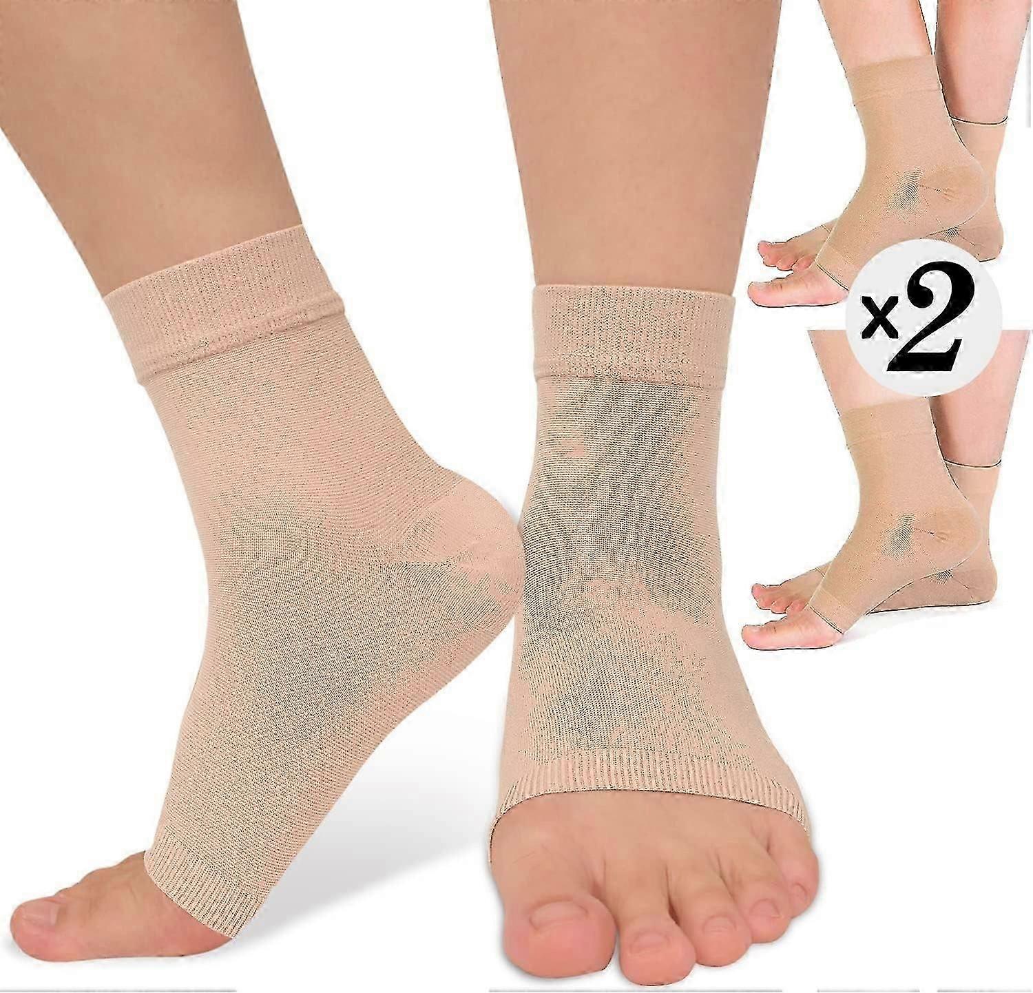 2 Pack Ankle Brace Compression Sleeve 8-15 mmHg Open Toe ompression Socks for Swelling,Plantar Fasc