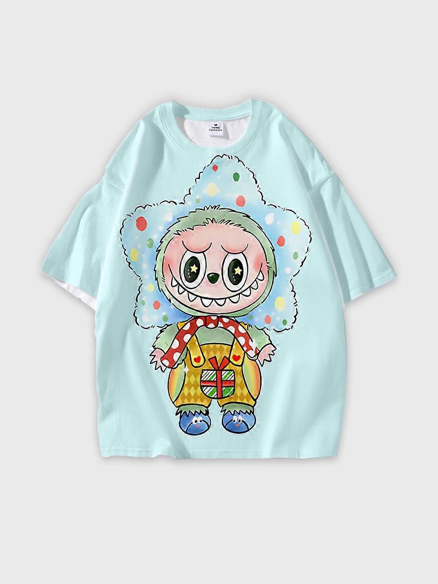 라운드넥 티셔츠, 루즈핏 반팔, 패턴 P1852