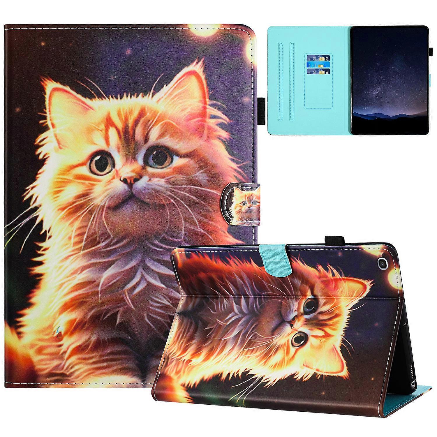 TKdaddy For Samsung Galaxy Tab A7 10.4 (2022) (2020) T500 Case Pattern Printing Leather Card Holder Tablet Cover Cat
