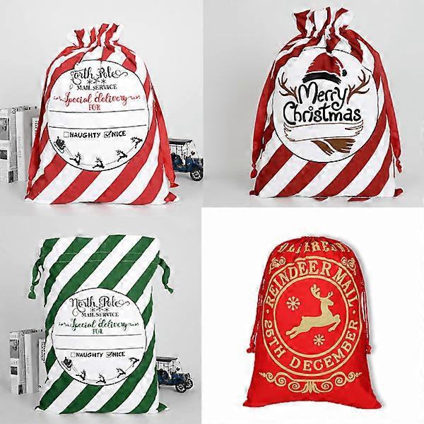 Set of 4 Santa sacks with pattern (1), Christmas bags