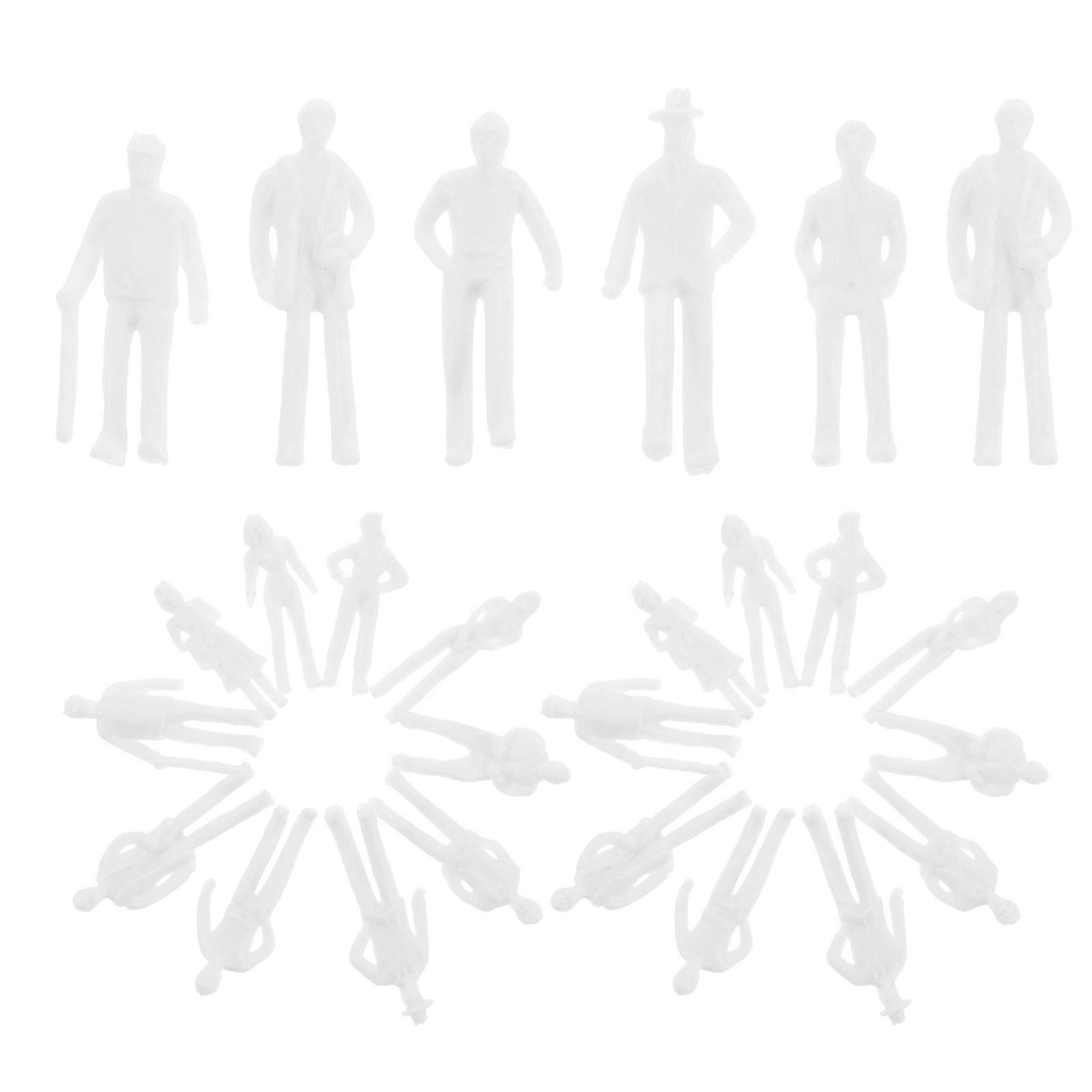 50Pcs Miniature Figures Unpainted Architectural Models 1:75 Scale Tiny People Figurines White Versatile Use for Scene Setups