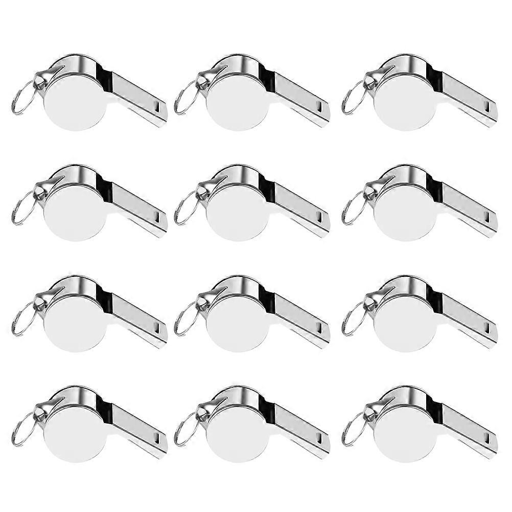 12Pcs Stainless Steel Referee Whistles with Lanyard Outdoor Set