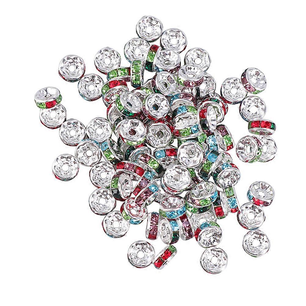 Rhinestone Spacer Bead for Jewelry Making Assorted Color Silver Plated Crystal Round Beads 6mm
