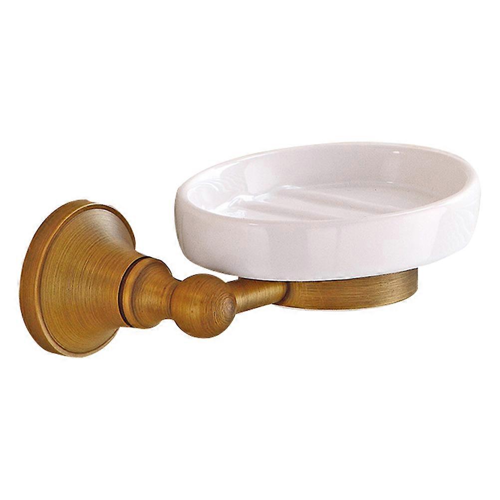 Archaistic Ceramic Oval Soap Dish Wall Mounted Copper Soap Holder Soap Shelf Tray for Home Bathroom Hotel