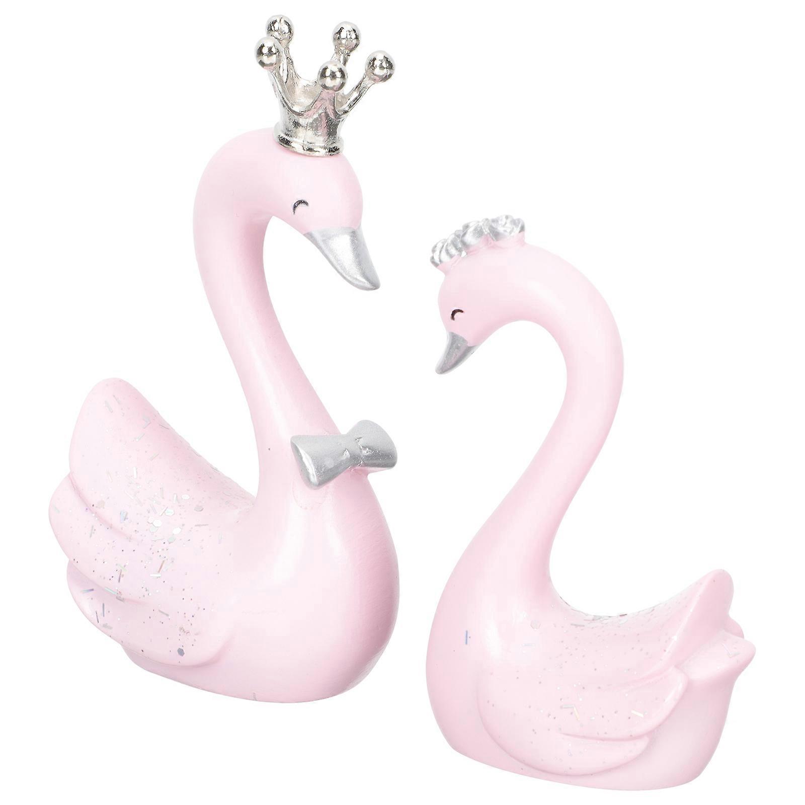Swan Figurine Ornaments Nordic Style Decoration For Home And Office Spaces 9x5cm 1 Pair