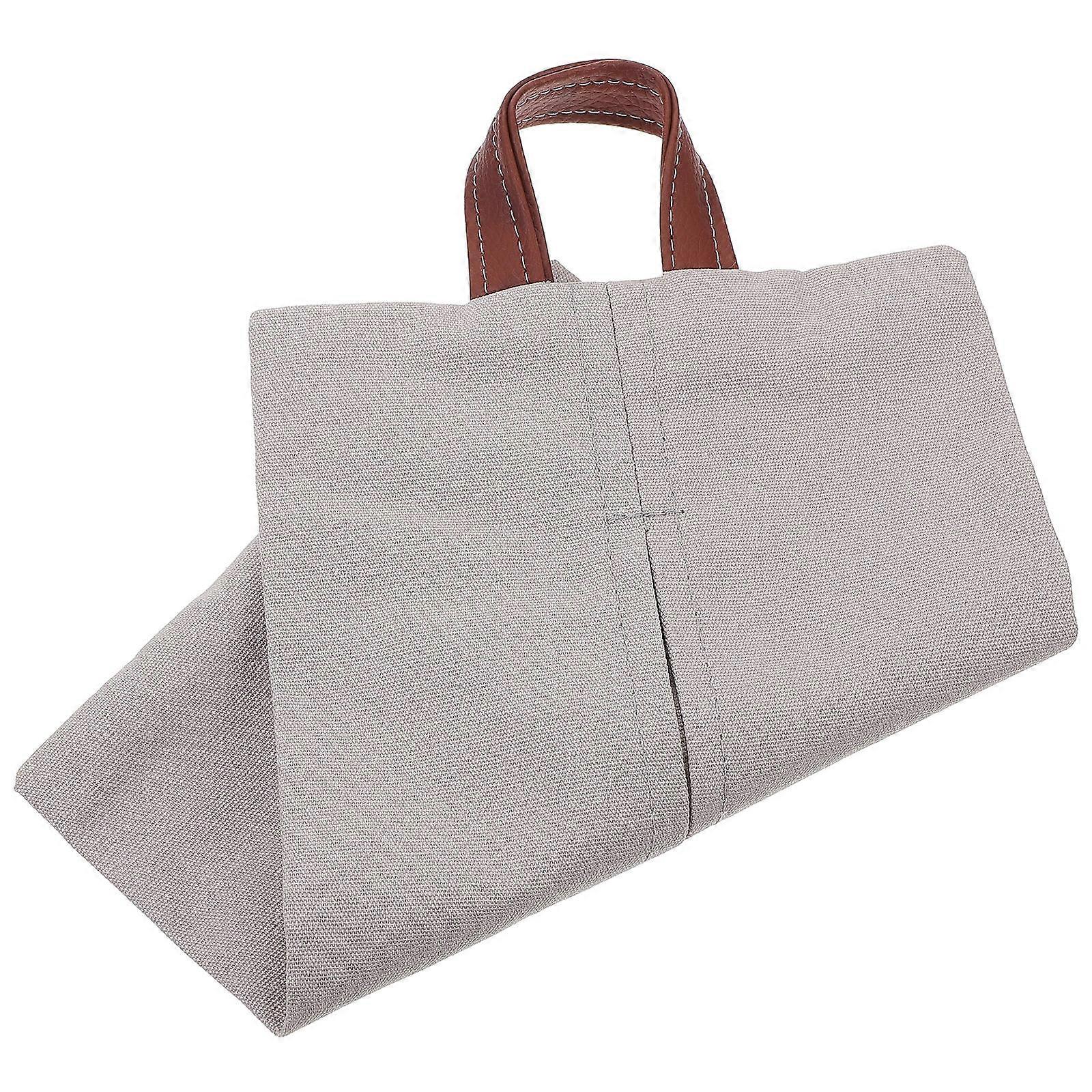Hanging-Type Tissue Holder For Home Use Rectangular 28x15cm Grey Cotton Linen Cloth 1Set