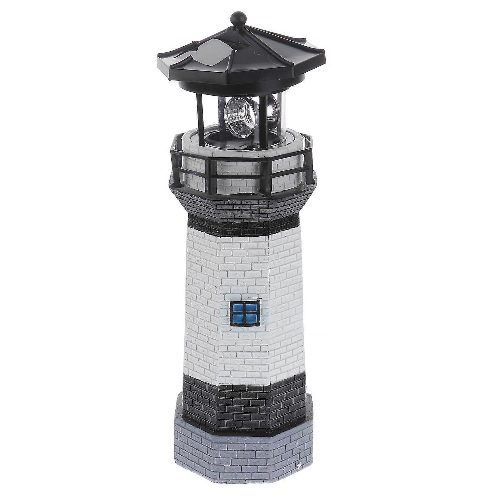 Solar Powered Resin Lighthouse Lamp for Outdoor Lighting Warm Decorative Post Lamp