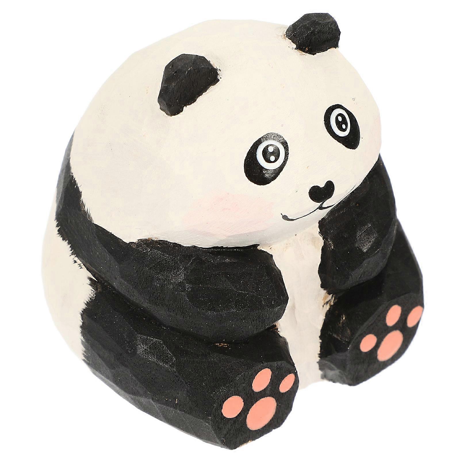Wooden Panda Figurine for Decoration Lightweight and Vivid Design Multi Color Garden Courtyard Statue 6.5 inches