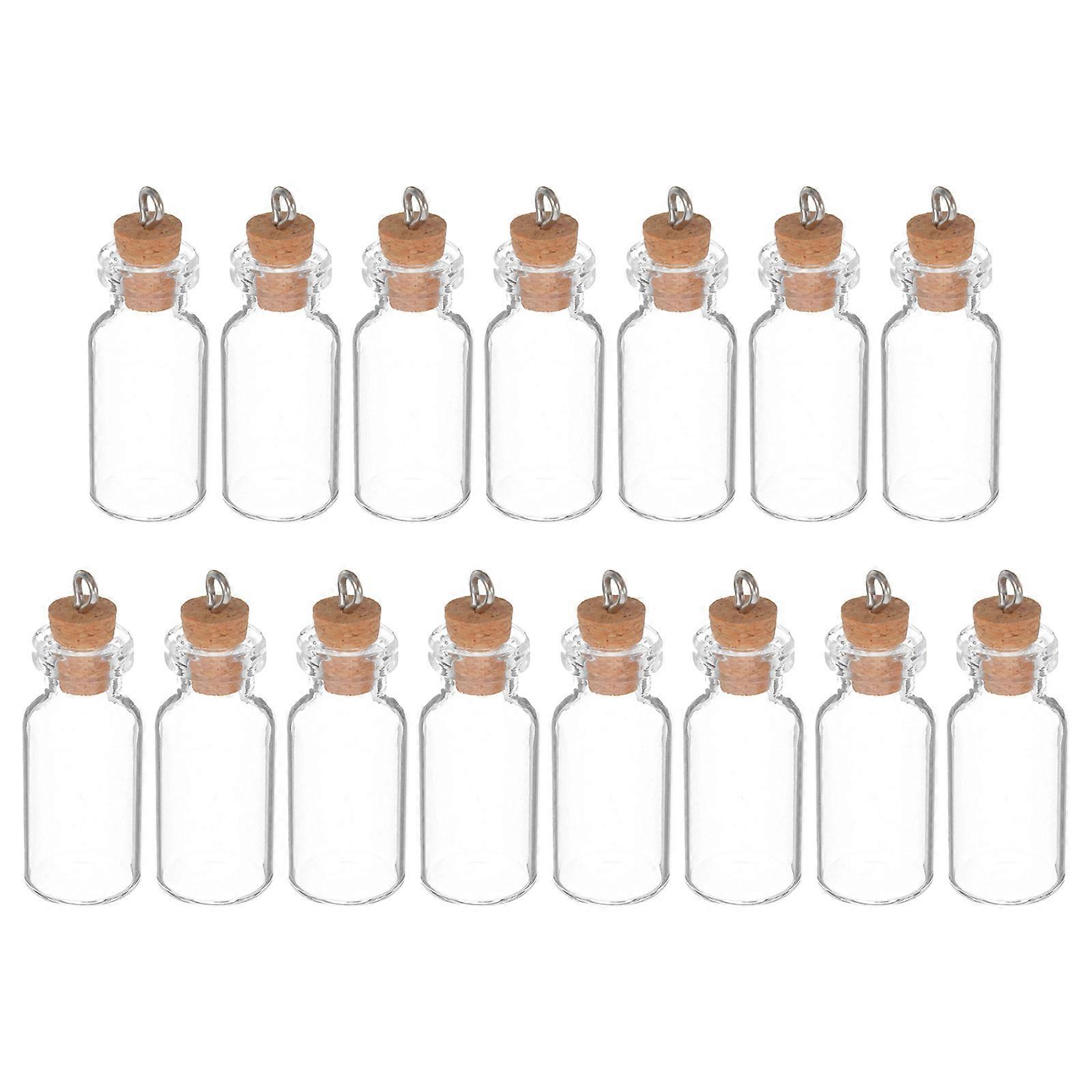 Small Glass Bottles for Decor 15Pcs Transparent Mini Cork Bottles with Hanging Flexibility