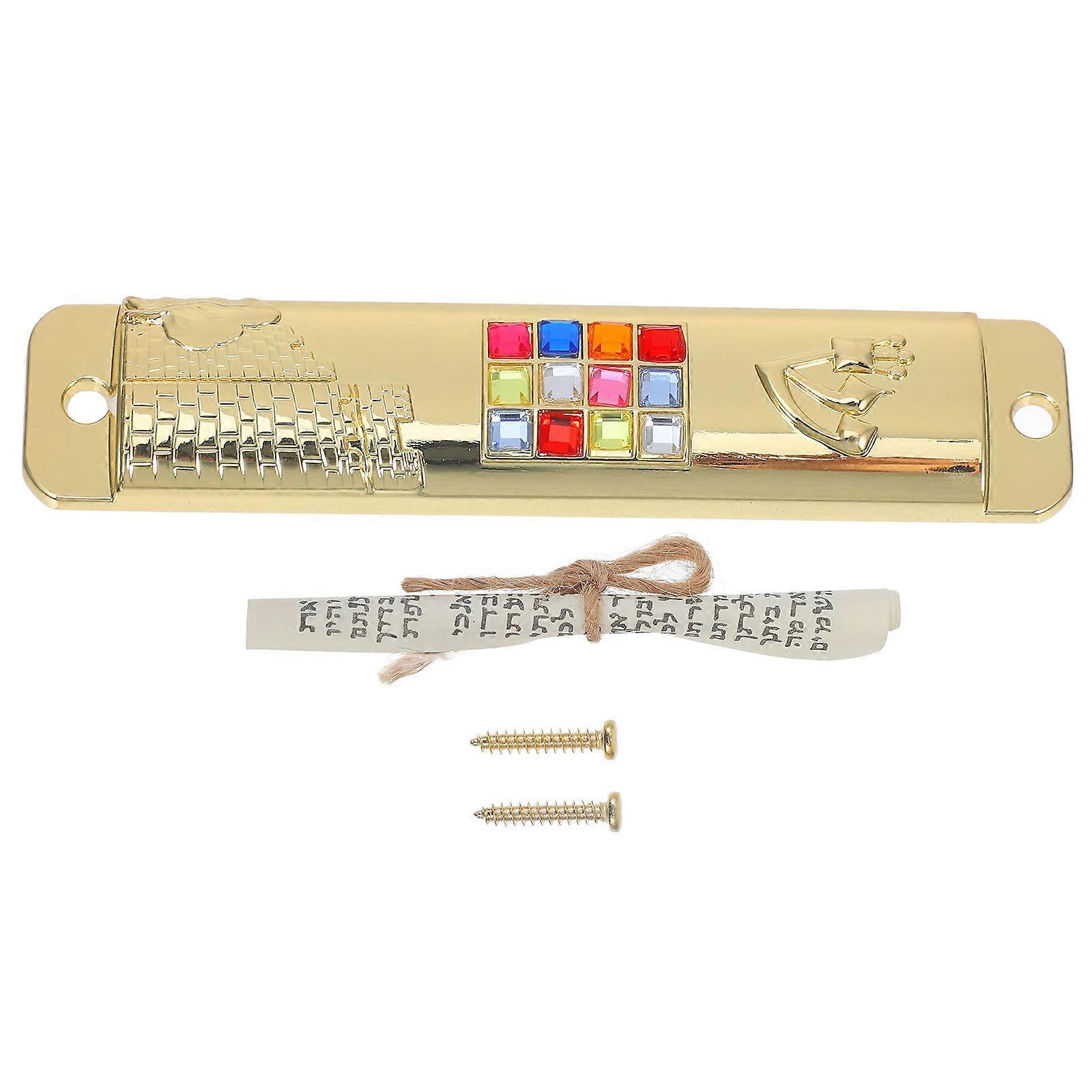 Beautiful Mezuzah For Door With Scroll Inside Decorative Metal Mezuzah For House Warming Spiritual Protection Golden Color 1 Set