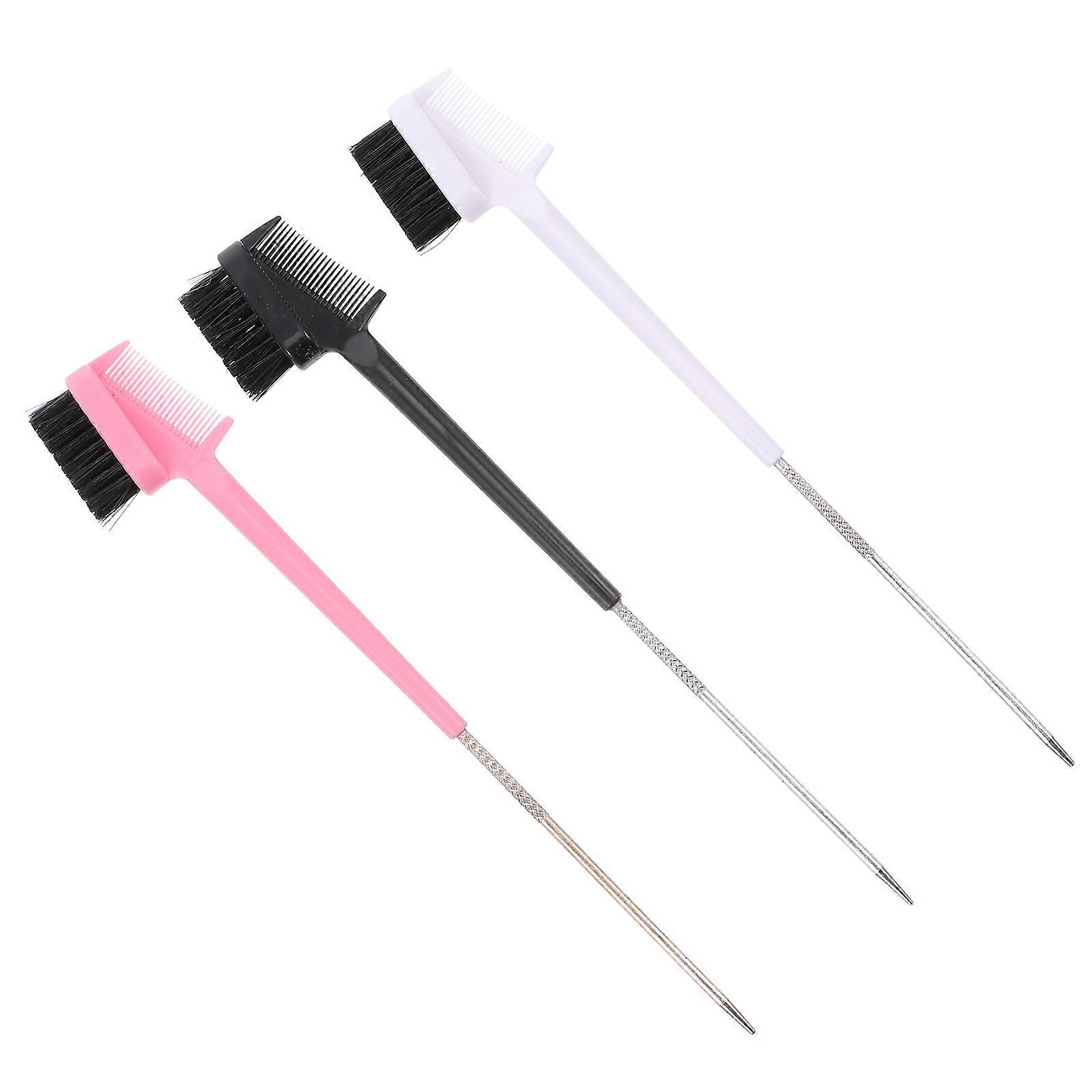 Eyebrow Brush with Eyelash Comb for Makeup Use Assorted Color Double Head Design