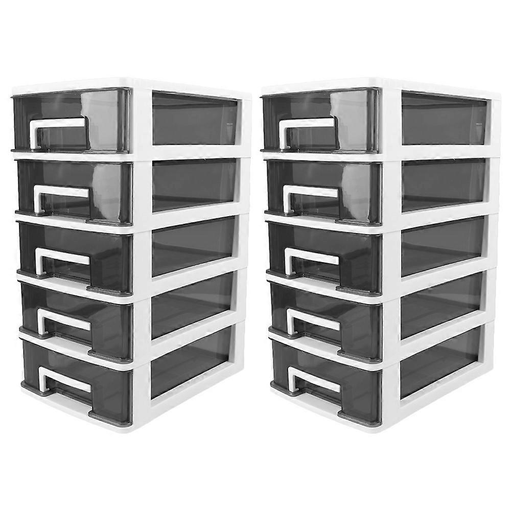 White PP Material 5Layer Drawer Storage Cabinet for Desktop Makeup and Stationery 7.8x4.3x15.7 Inches