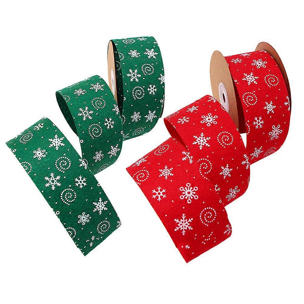 Rustic Style Christmas Decoration Ribbon 2 Rolls in Red for Bow Making and Crafting Activities