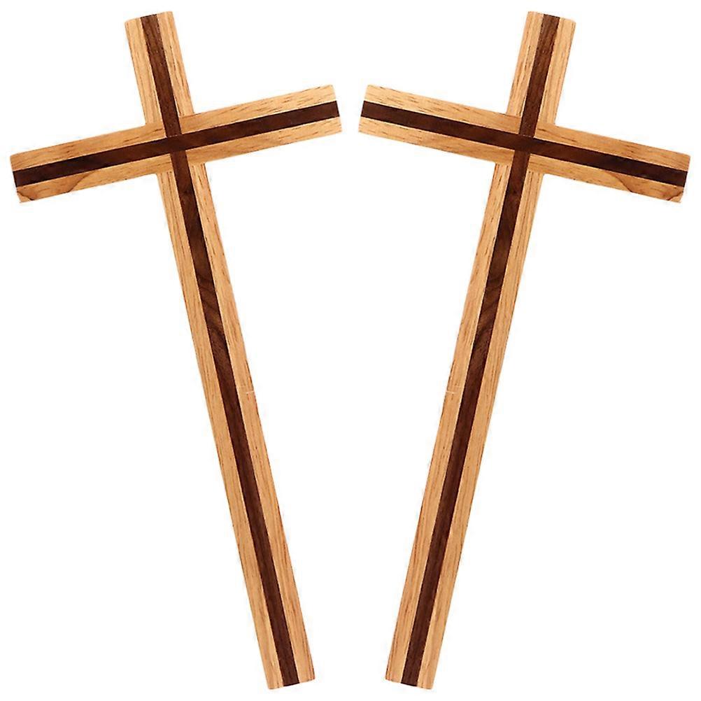 Compact Light Brown Cross Shaped Adornment for Decor Synthetic Material Fits Various Scenes 2pcs