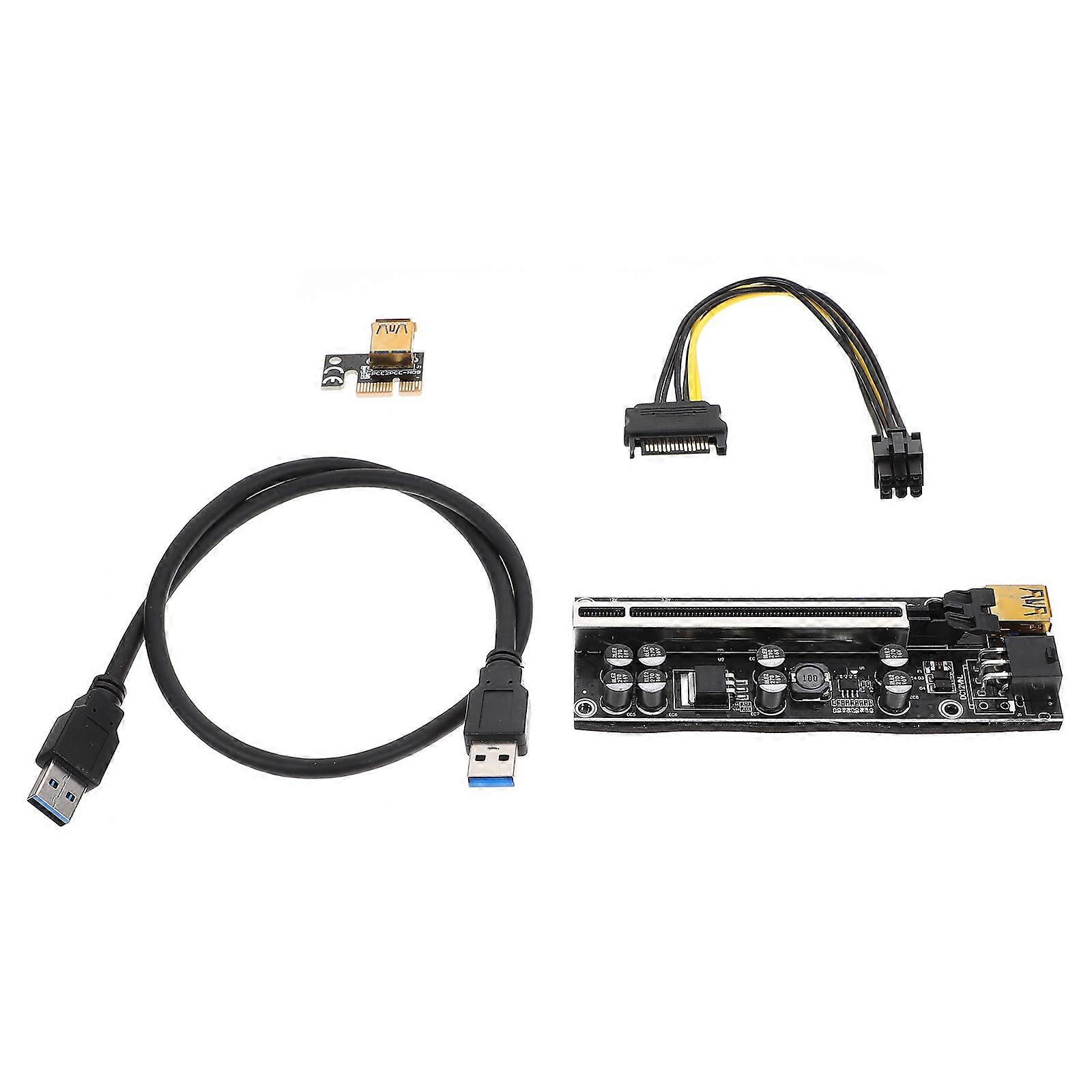 PCI-E 1x to 16x Riser Card for Computer with Black PCB and 4 Fixation Holes 1 Set