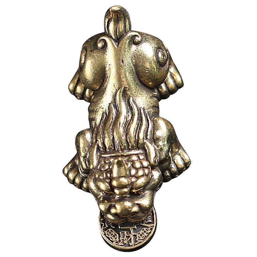 Golden Brass Kirin Charm for Decor Simple Delicate Animal Statue Save Space on Desktop