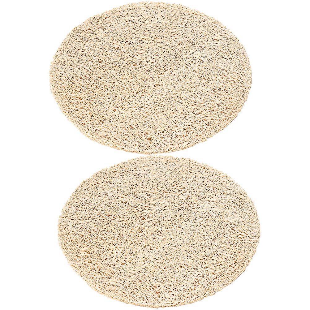 Khaki Synthetic Coasters for Home Use with Non Slip Bottom and Heat Insulation Design 2 Pieces