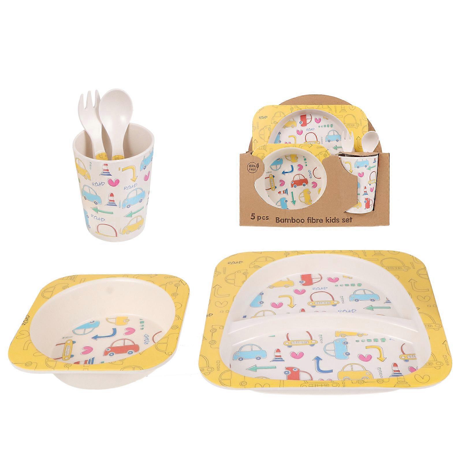 Unbreakable Girls Cutlery Set 1 Set Bamboo Fiber For Toddler Mealtime 13.8X3cm Lightweight