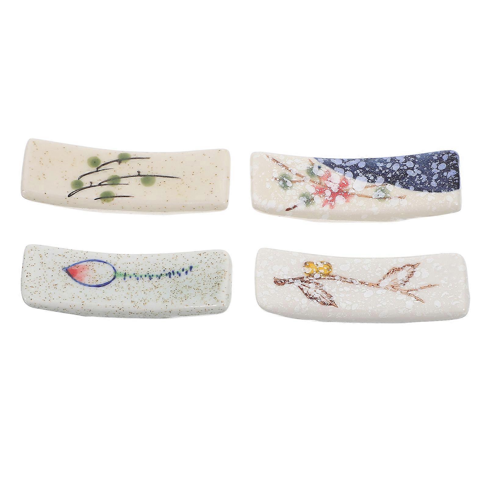 Chopstick Rest Holder For Restaurant Use Preventing Rolling Elegant Ceramic Accessory Assorted Color 4Pcs