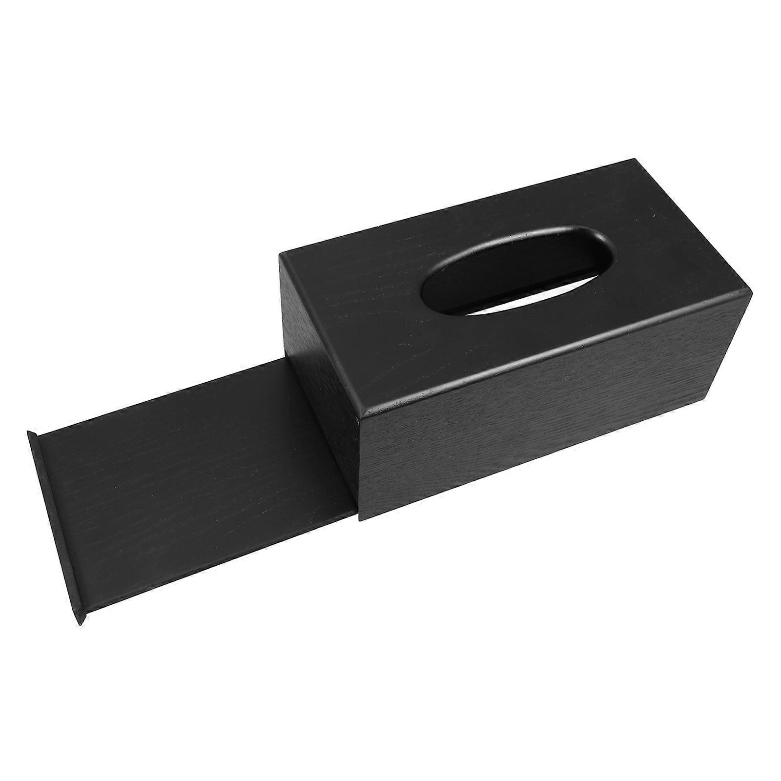 Wooden Tissue Box Cover for Home Use Black Simple Style and Smooth Suitable for Various Scenes 7.5 x 4.3 x 2.8 Inches