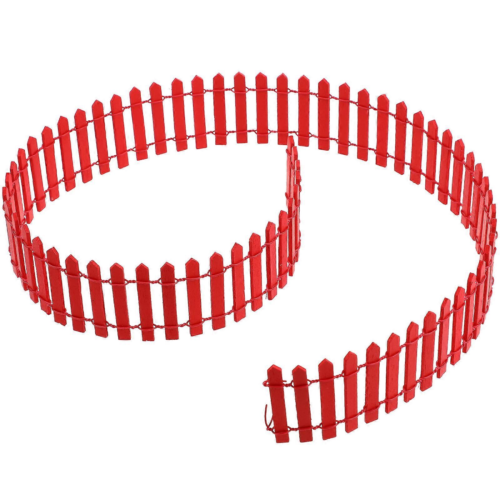 Miniature Wooden Garden Fence Red Picket Decor for Crafts Dollhouse Farm Fairy Garden Simulation Border