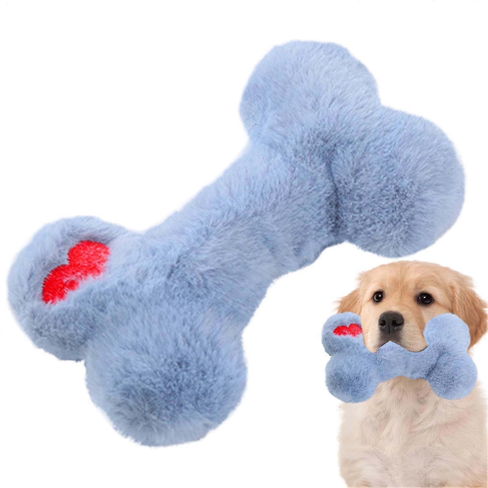 Puppy Chew Toy Bone Soft Dog Toy for Small to Medium Breeds - Durable Blue Rubber Material