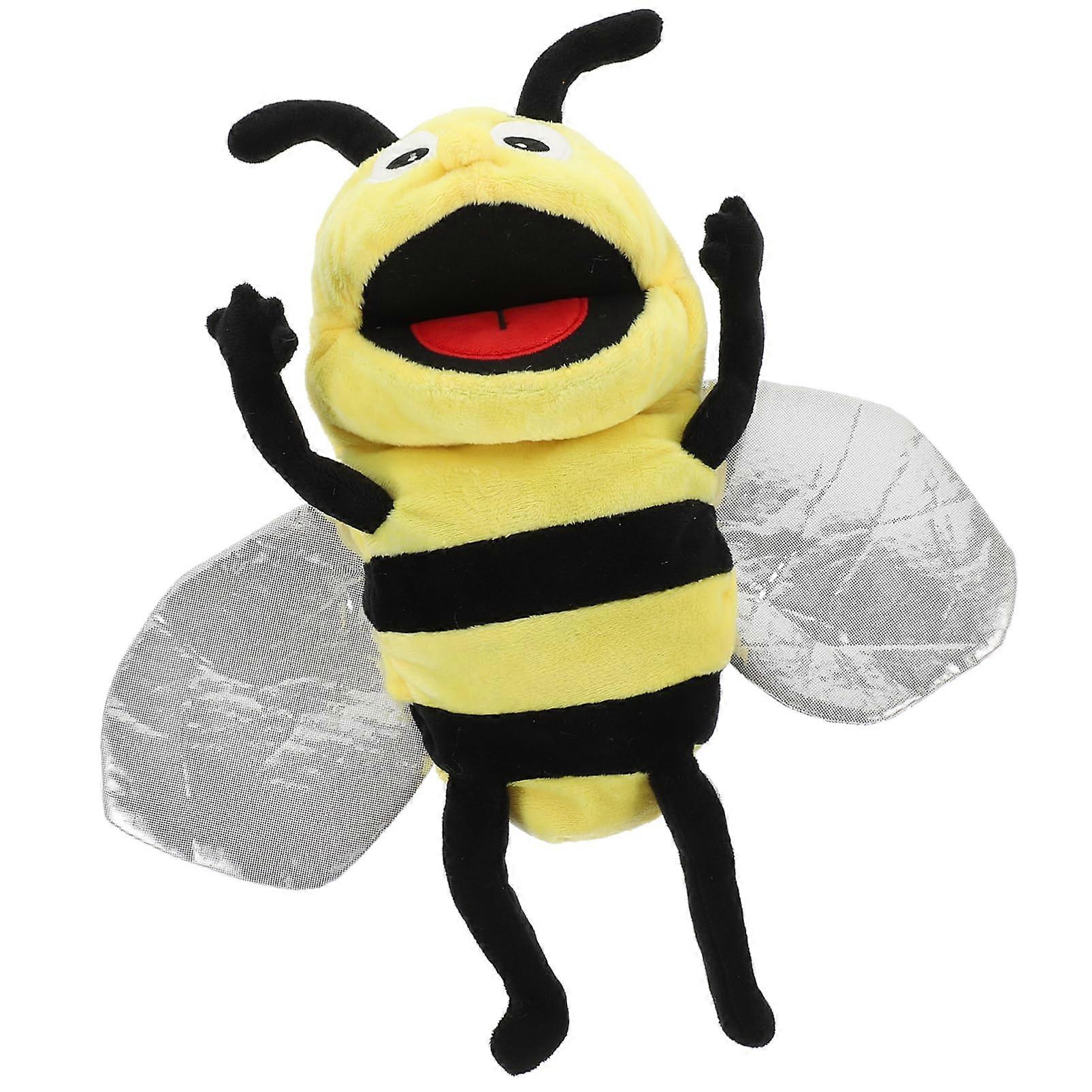 Plush Bee Hand Puppet Interactive Cuddly Doll for Storytelling Lightweight Material Promotes Creativity and Hand-Eye Coordination