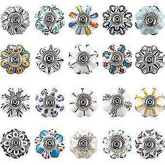 20 Pcs Mixed Vintage Ceramic Cabinet Knobs Cupboard Drawer Pull Handles