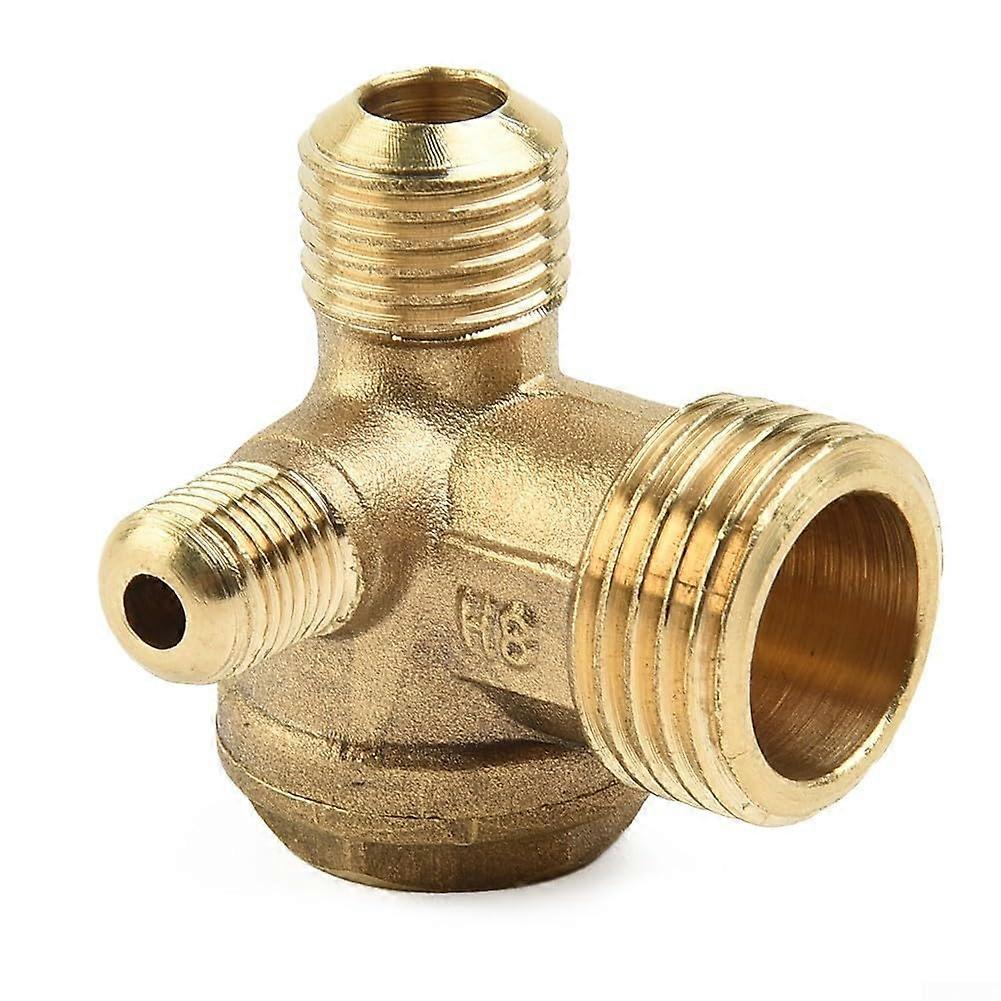 Check valve with external thread made of brass, 3 connections for air compressor connection pipe and tank efficiently