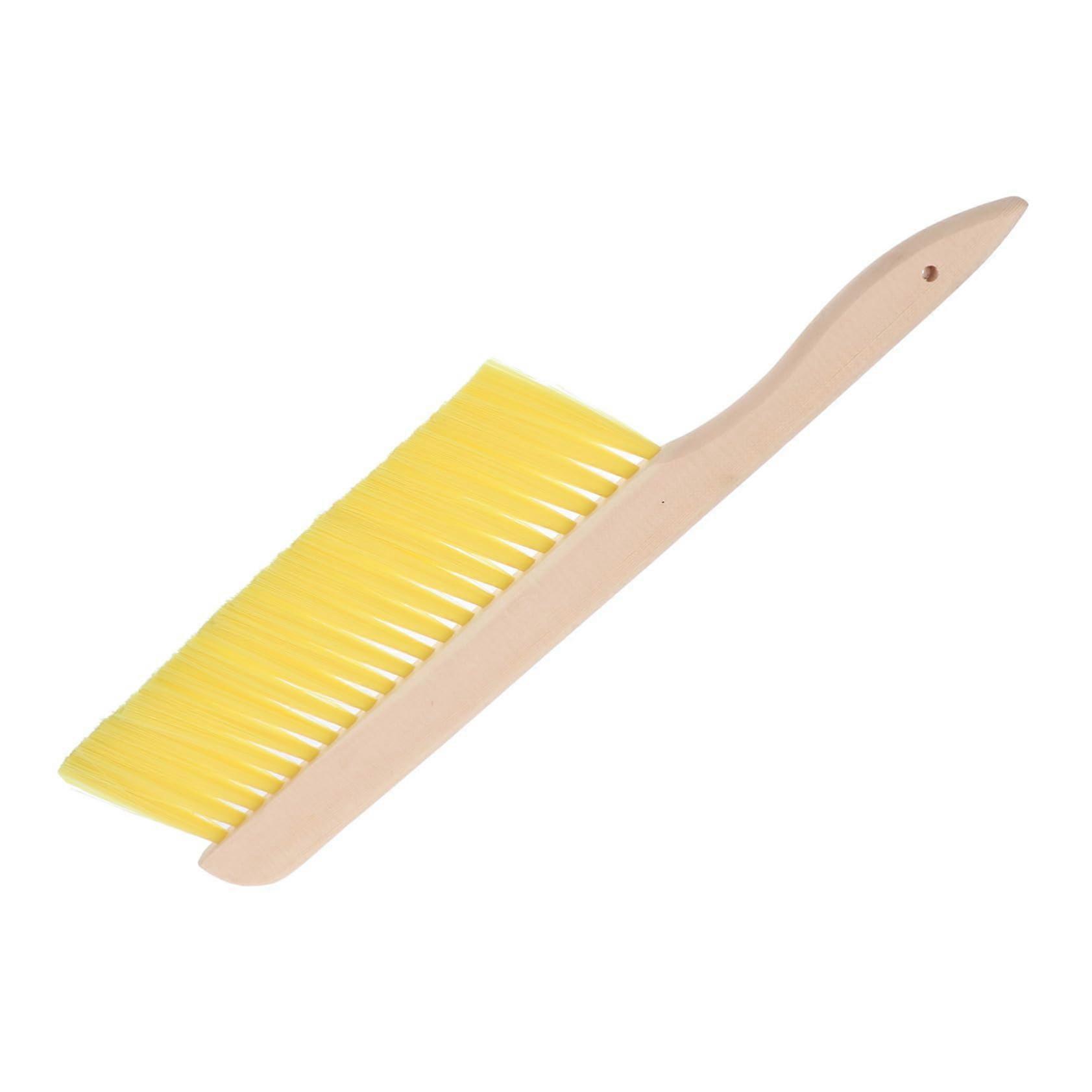 Wooden Handle Hornet Sweep Bee Hive Brush Beekeeping Tool Yellow Plastic