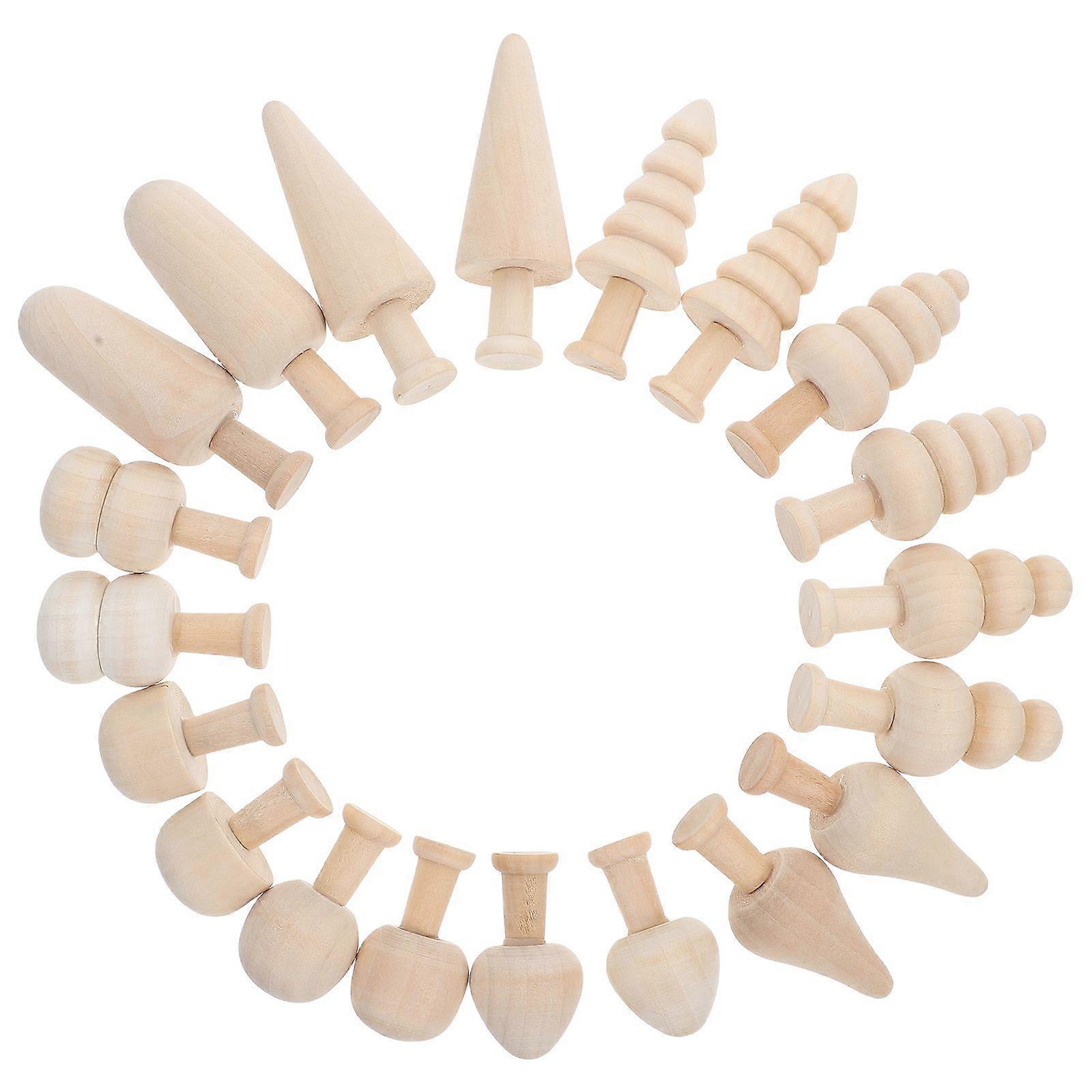 20pcs Unfinished Wooden Tree Decorations DIY Graffiti Wooden Tree Wood Mini Tree