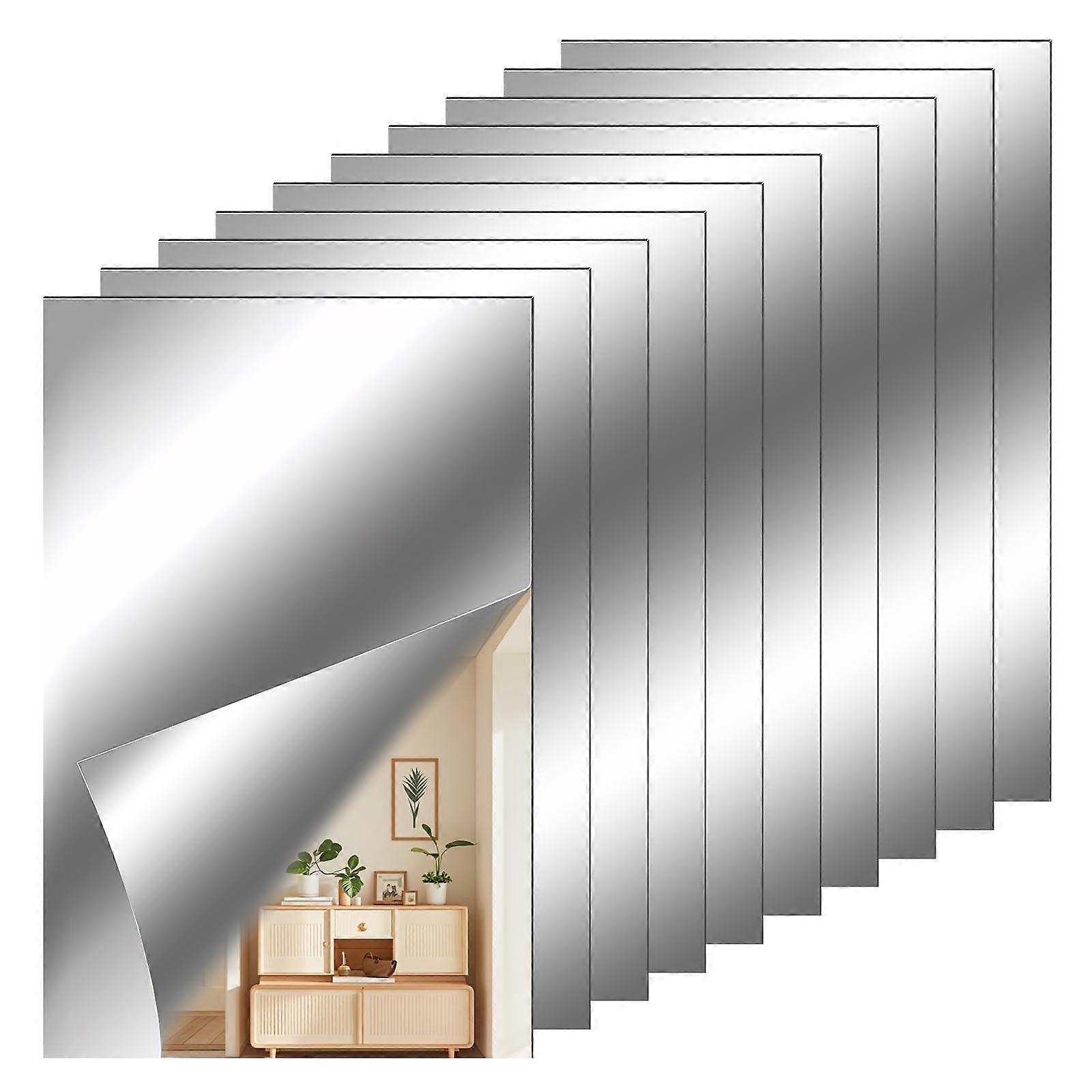 Stick On Mirror Self Adhesive Acrylic Mirror Sheets, 4 x 6 Inches 10 pcs