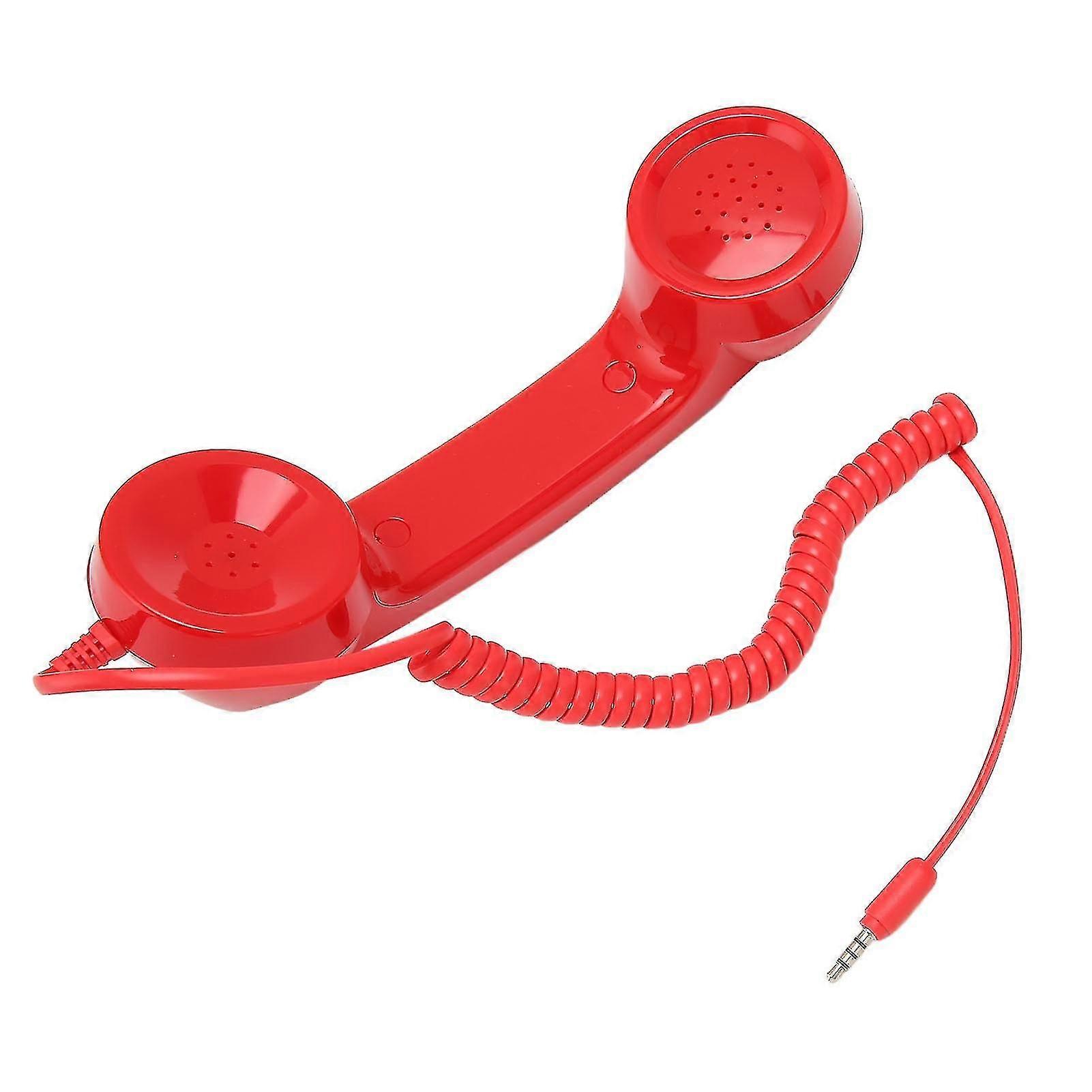 Retro Phone Handset Multifunction Radiation Proof Handheld Cell Phone Receiver for Mobile Phones Computers Red
