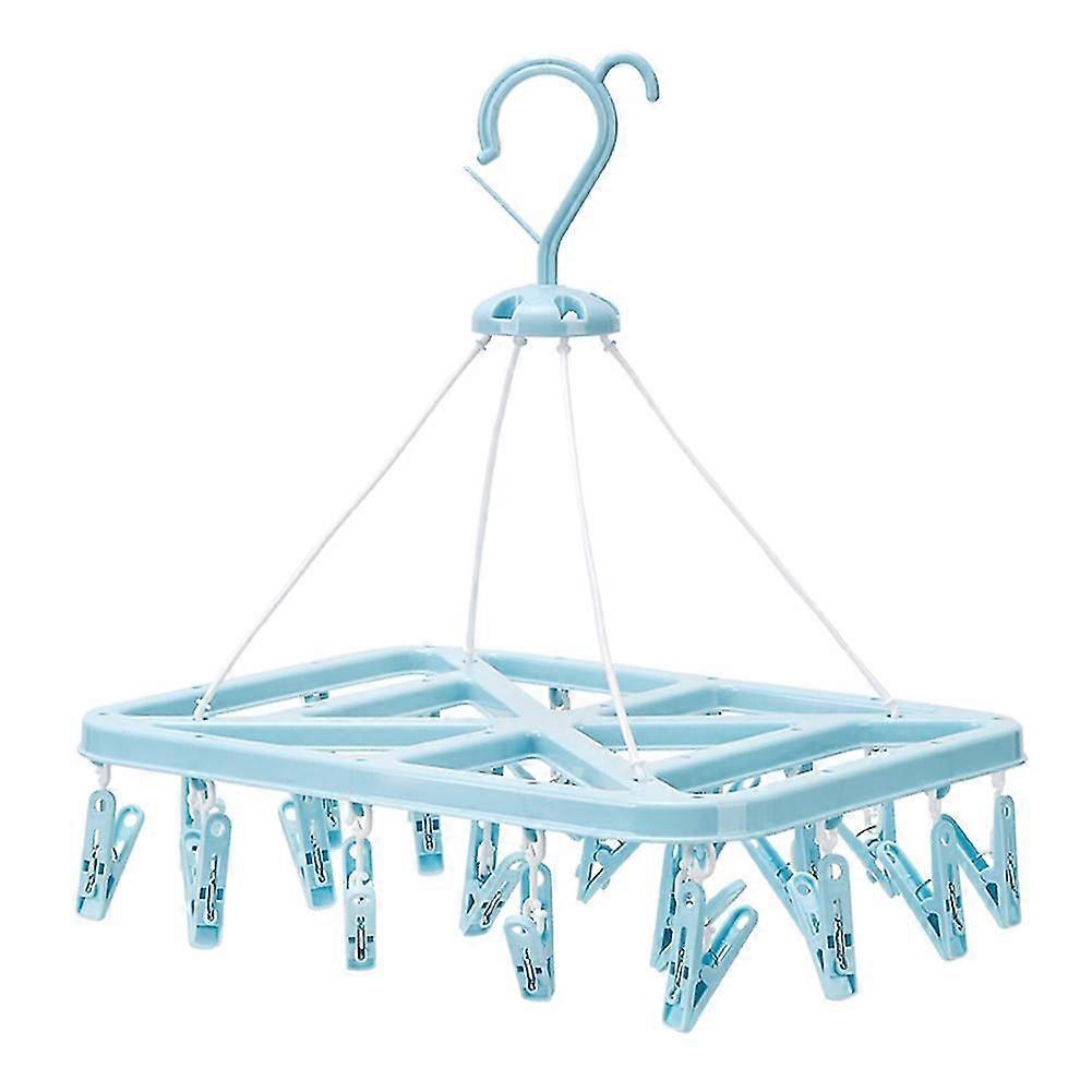 Folding Drying Rack Socks Underwear Windproof Hanger Clothespin with 20 Clips