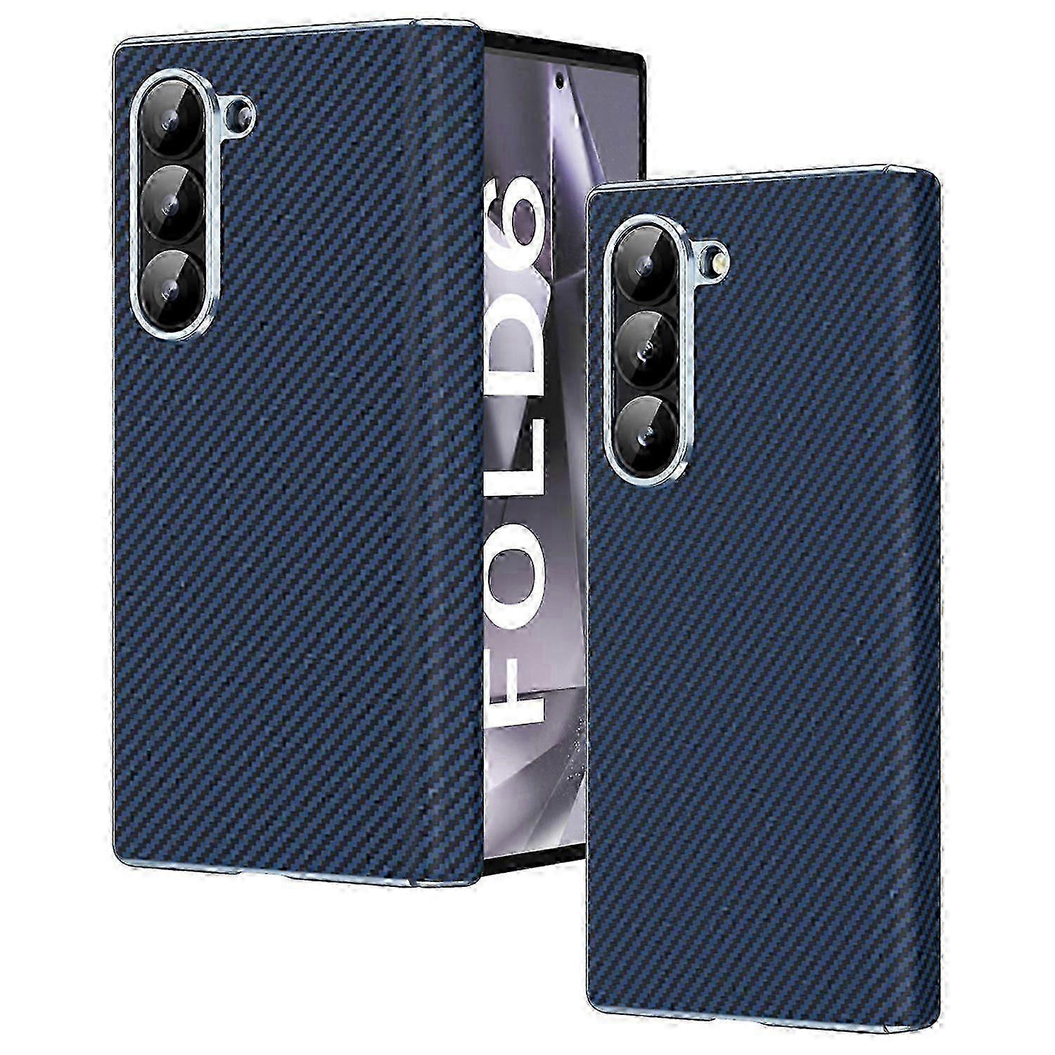 For Samsung Galaxy Z Fold6 5G Phone Case Electroplating Lens Carbon Fiber Texture PC Cover