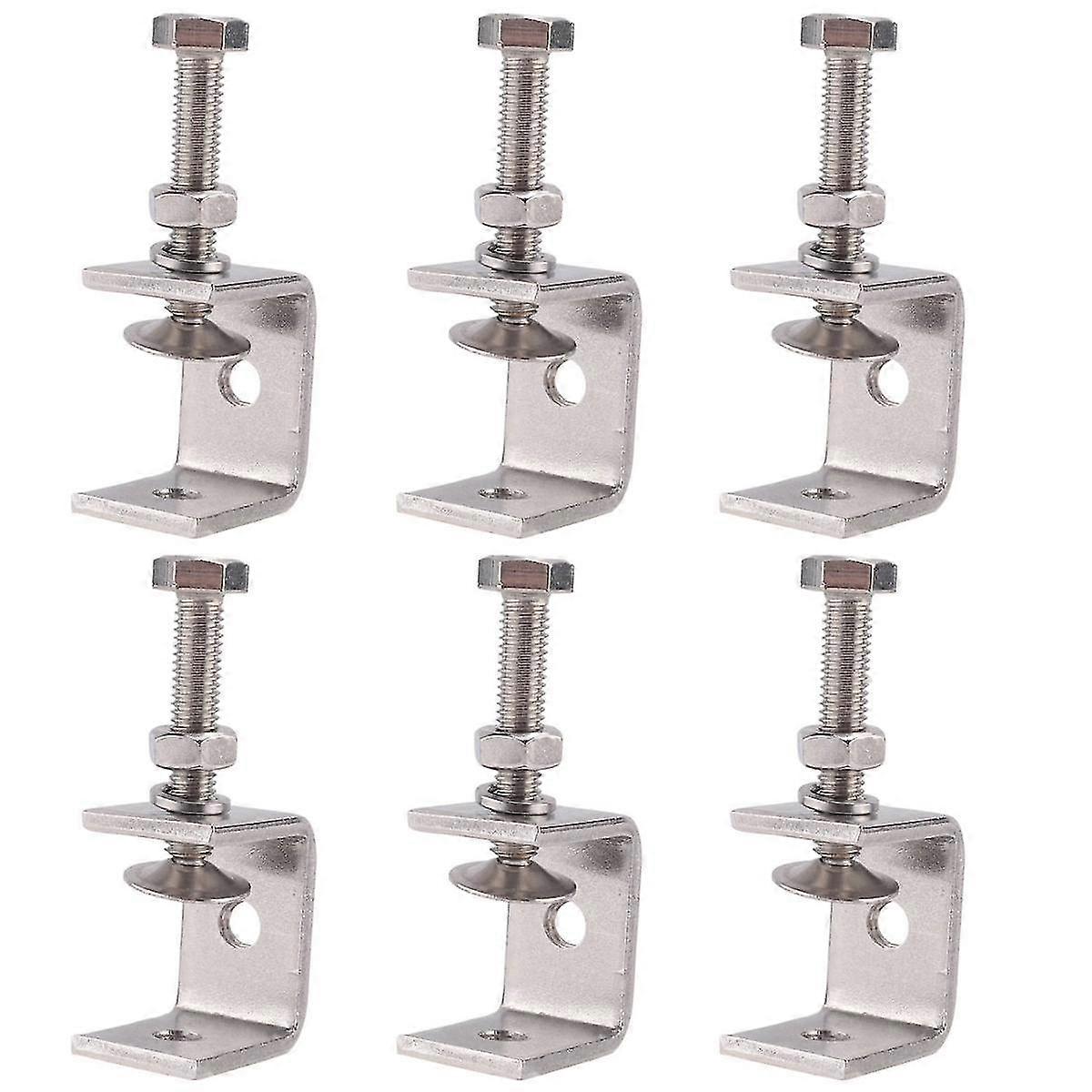 6Pcs C Clamps,U Clamps for Metal Working, Small Desk Clamp with Stable Wide Jaw Opening &amp; Protective Pads/I-Beam Design